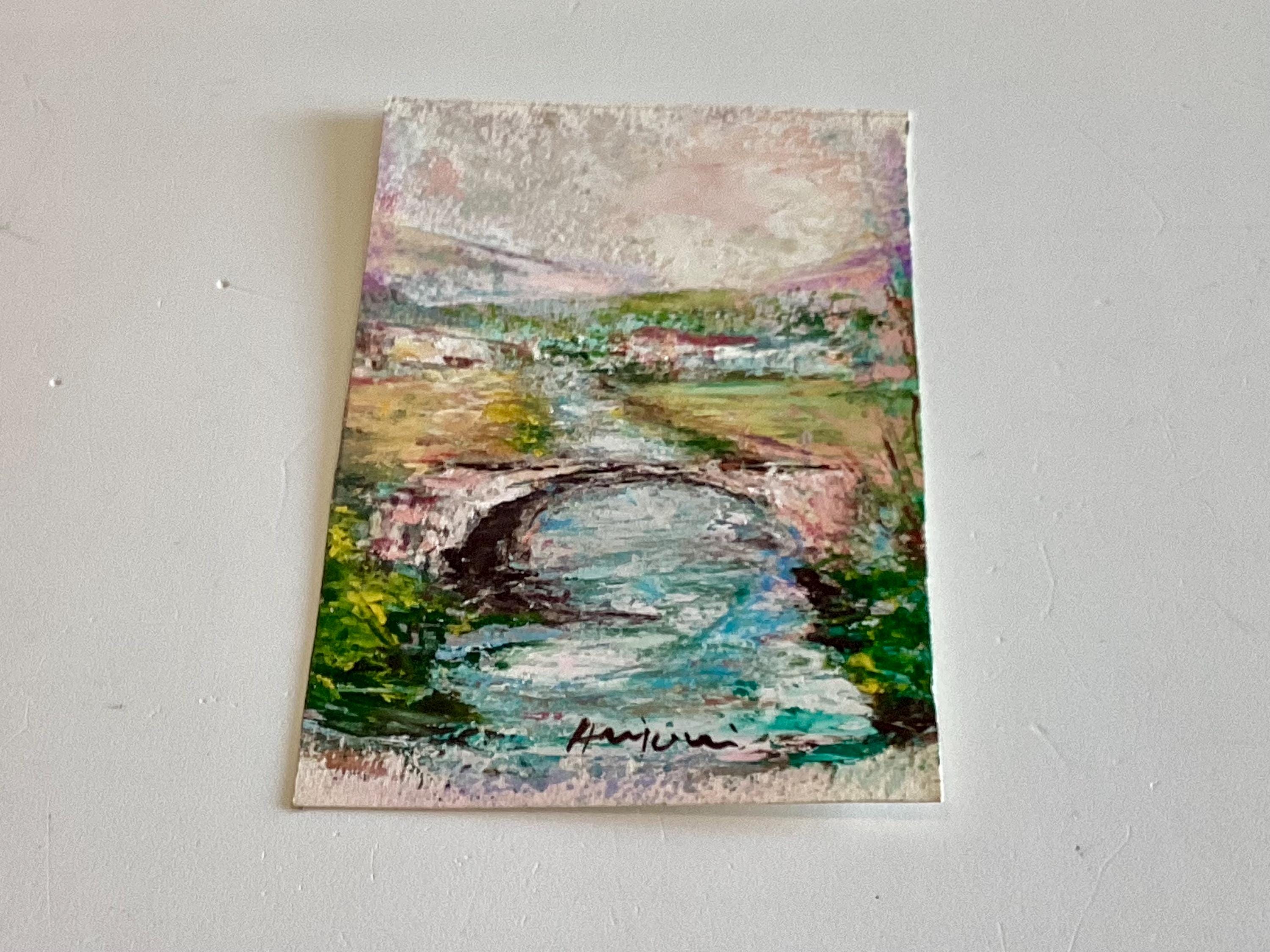 Painting Landscape Annigoni 1979 Bridge & River Tempera Italian Signed Framed Original Artwork — photo 7 of 11