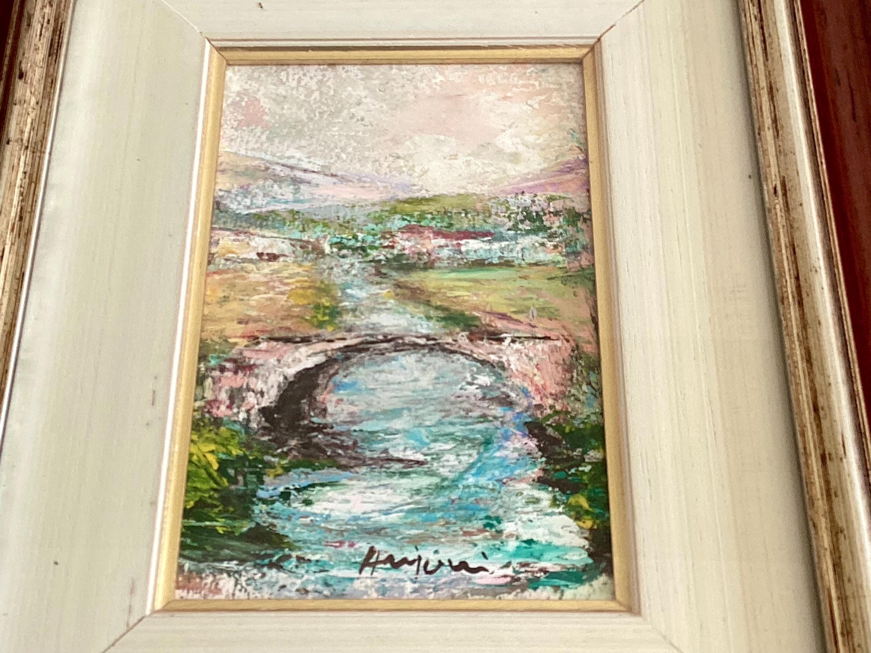 Painting Landscape Annigoni 1979 Bridge & River Tempera Italian Signed Framed Original Artwork — photo 9 of 11