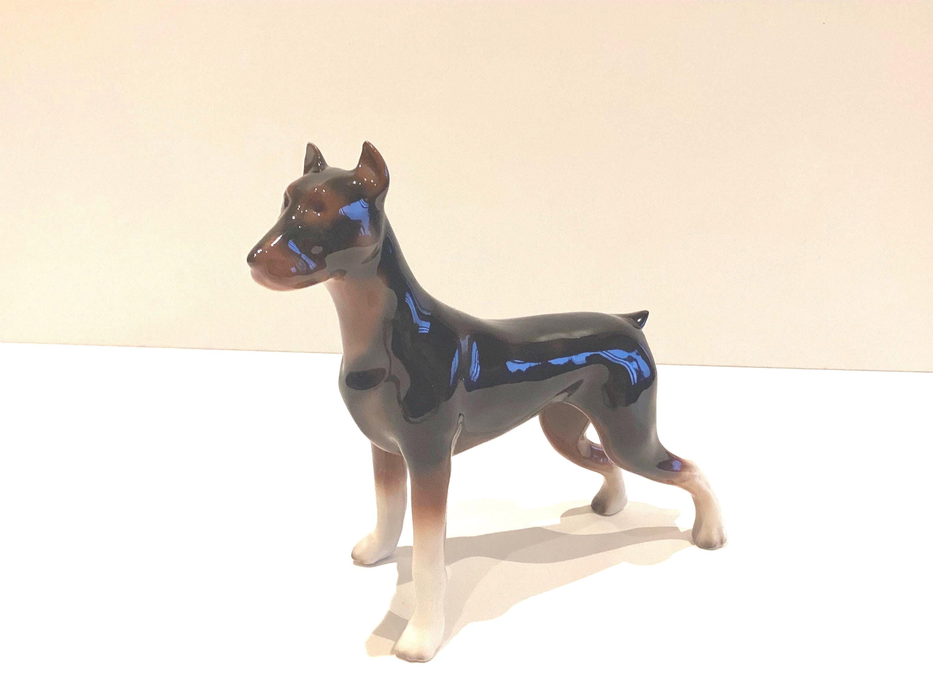 Vintage Porcelain Figurine | 1930s Czechoslovakia Dobermann Dog, Hand Painted Collectible — photo 2 of 10