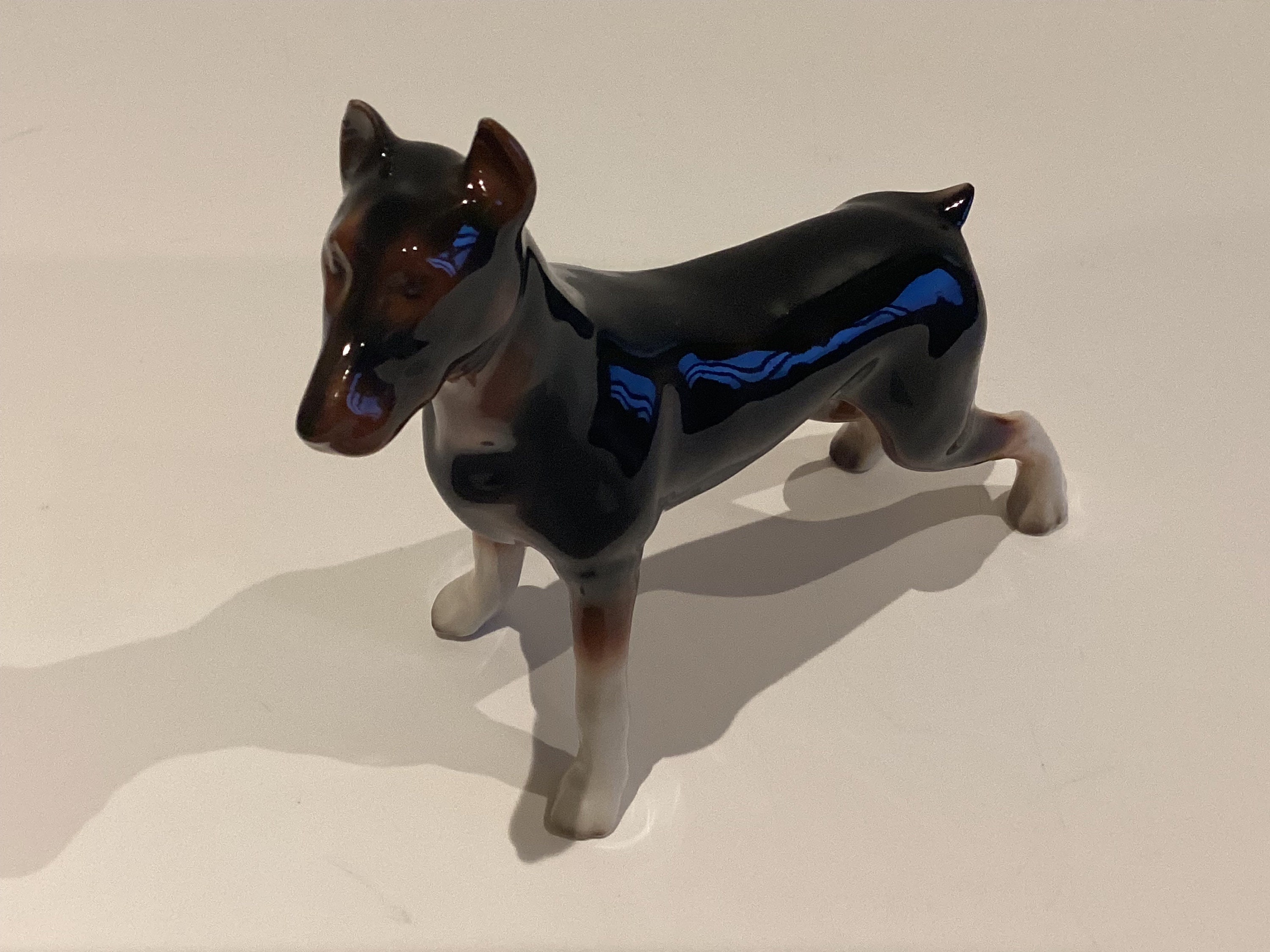 Vintage Porcelain Figurine | 1930s Czechoslovakia Dobermann Dog, Hand Painted Collectible — photo 5 of 10