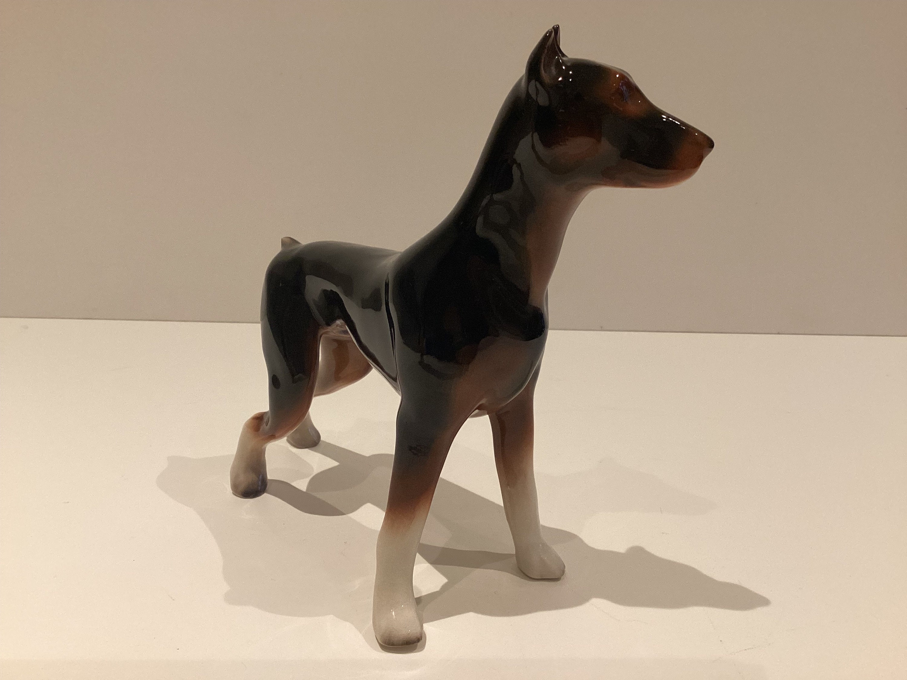 Vintage Porcelain Figurine | 1930s Czechoslovakia Dobermann Dog, Hand Painted Collectible — photo 7 of 10