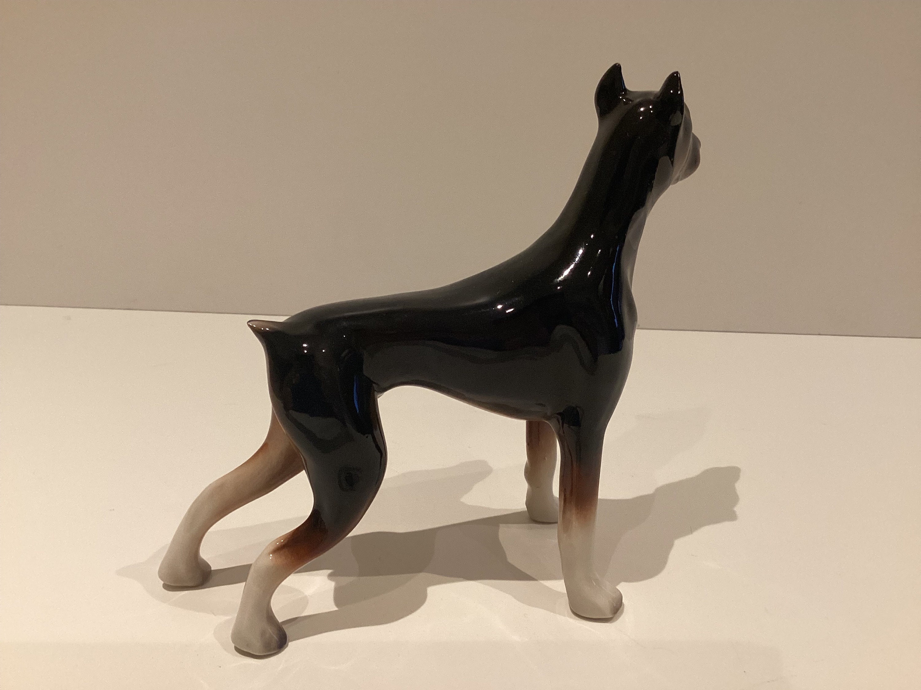 Vintage Porcelain Figurine | 1930s Czechoslovakia Dobermann Dog, Hand Painted Collectible — photo 8 of 10