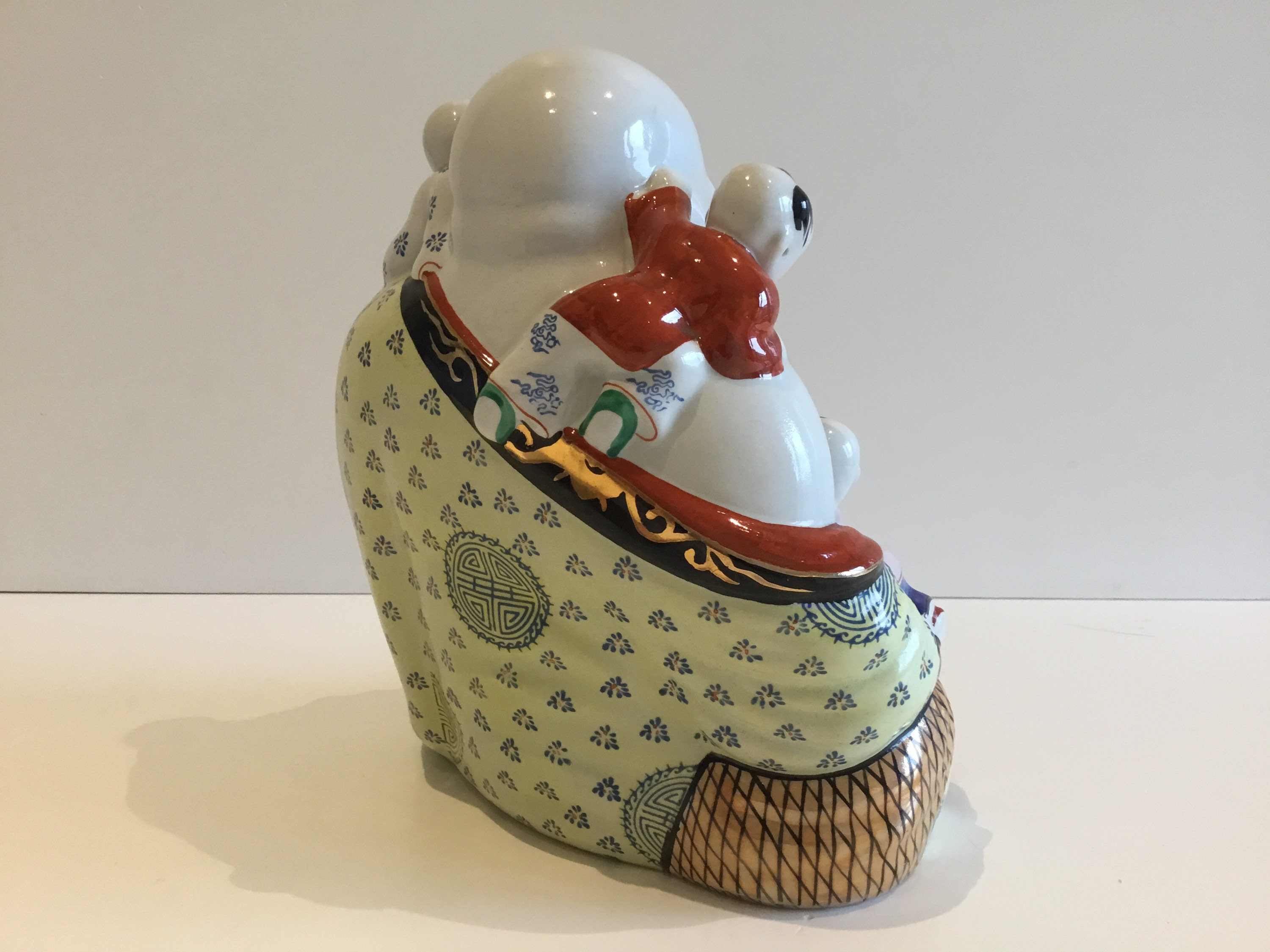 Porcelain Buddha – Large Hand-Painted Figurine With Children, 1950s China — photo 7 of 11
