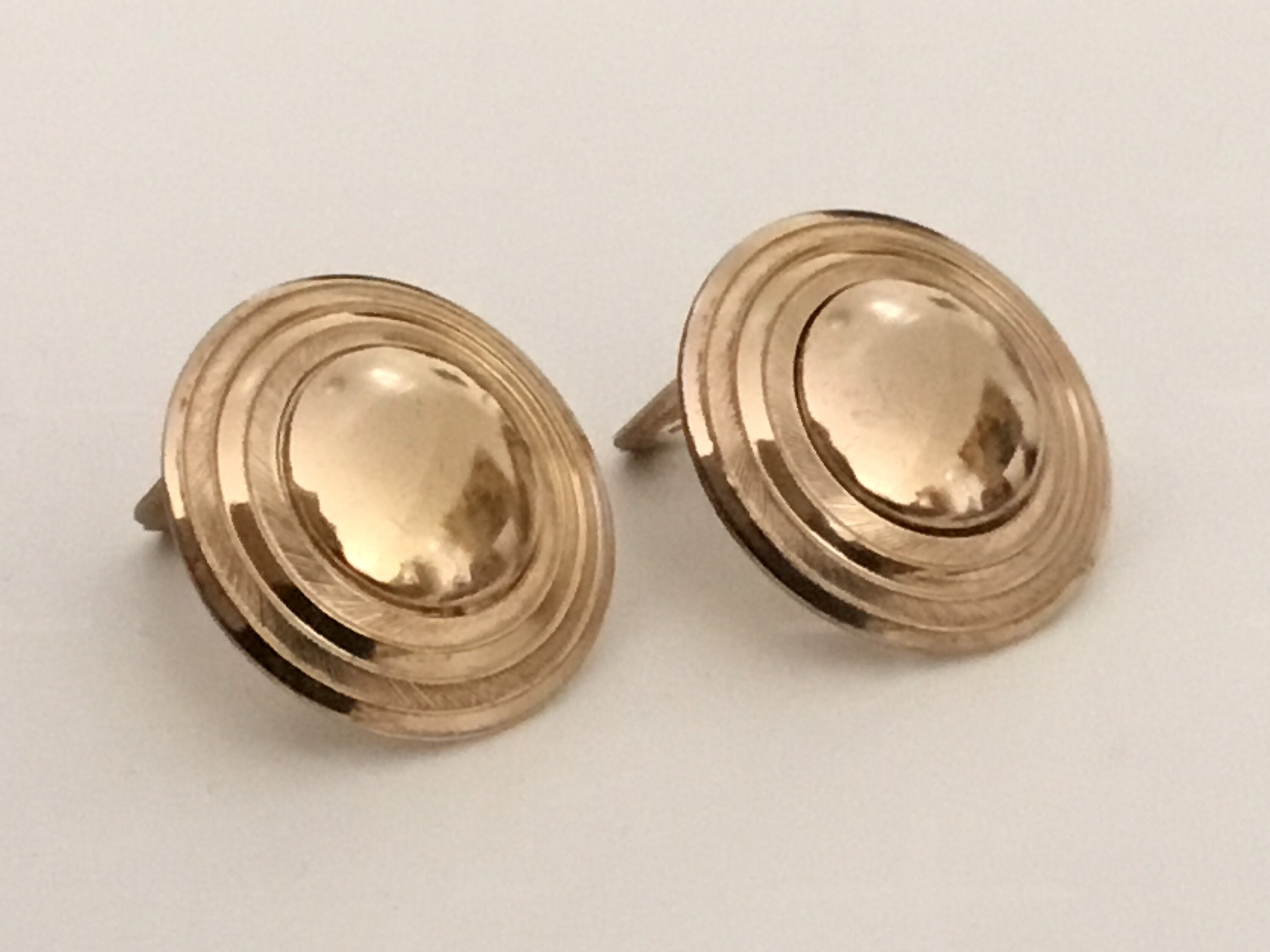 Vintage Earrings | 1970s German Grossé Gold Plated, Signed Button Design — photo 2 of 9