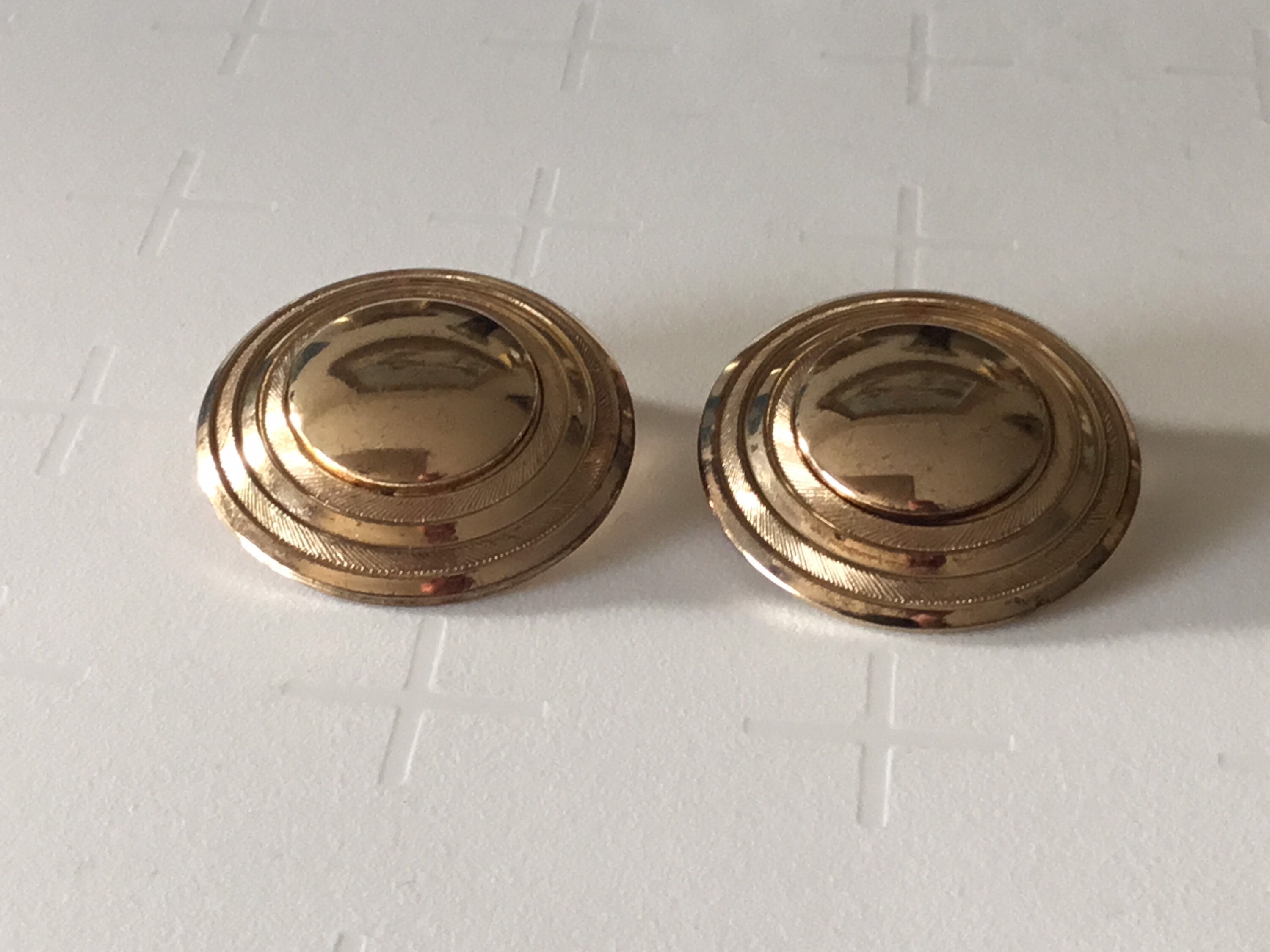 Vintage Earrings | 1970s German Grossé Gold Plated, Signed Button Design — photo 3 of 9