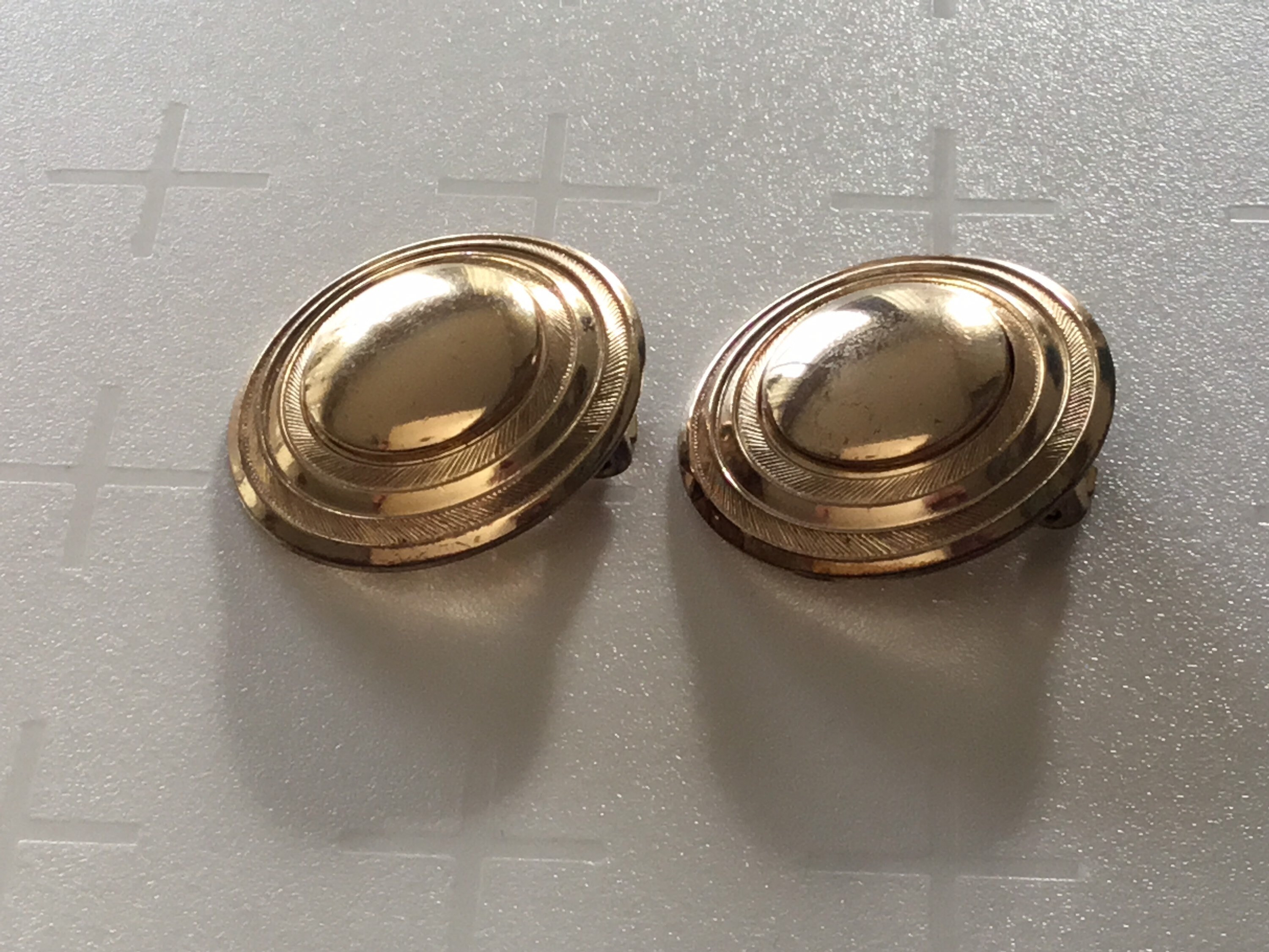 Vintage Earrings | 1970s German Grossé Gold Plated, Signed Button Design — photo 5 of 9