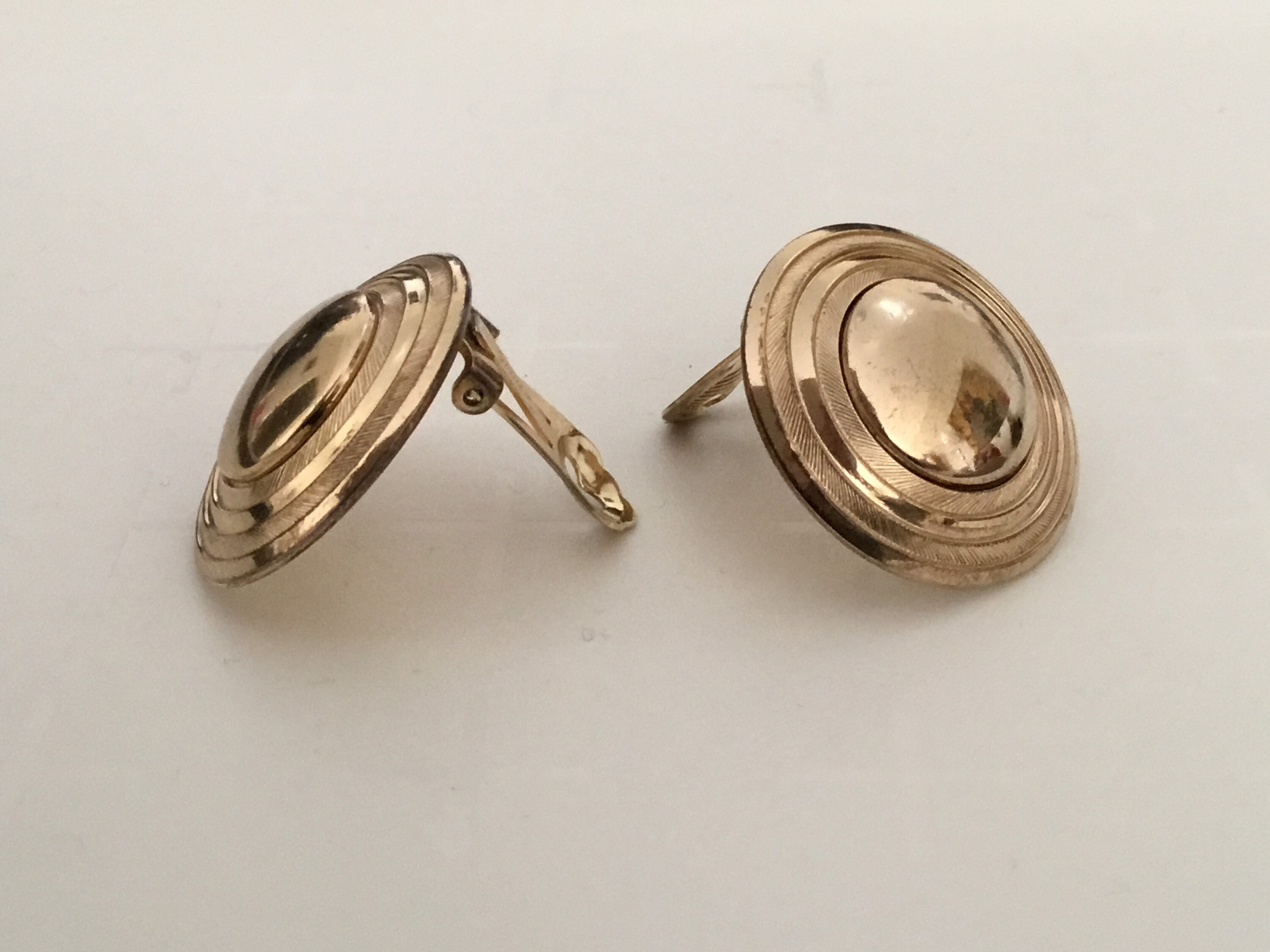 Vintage Earrings | 1970s German Grossé Gold Plated, Signed Button Design — photo 6 of 9