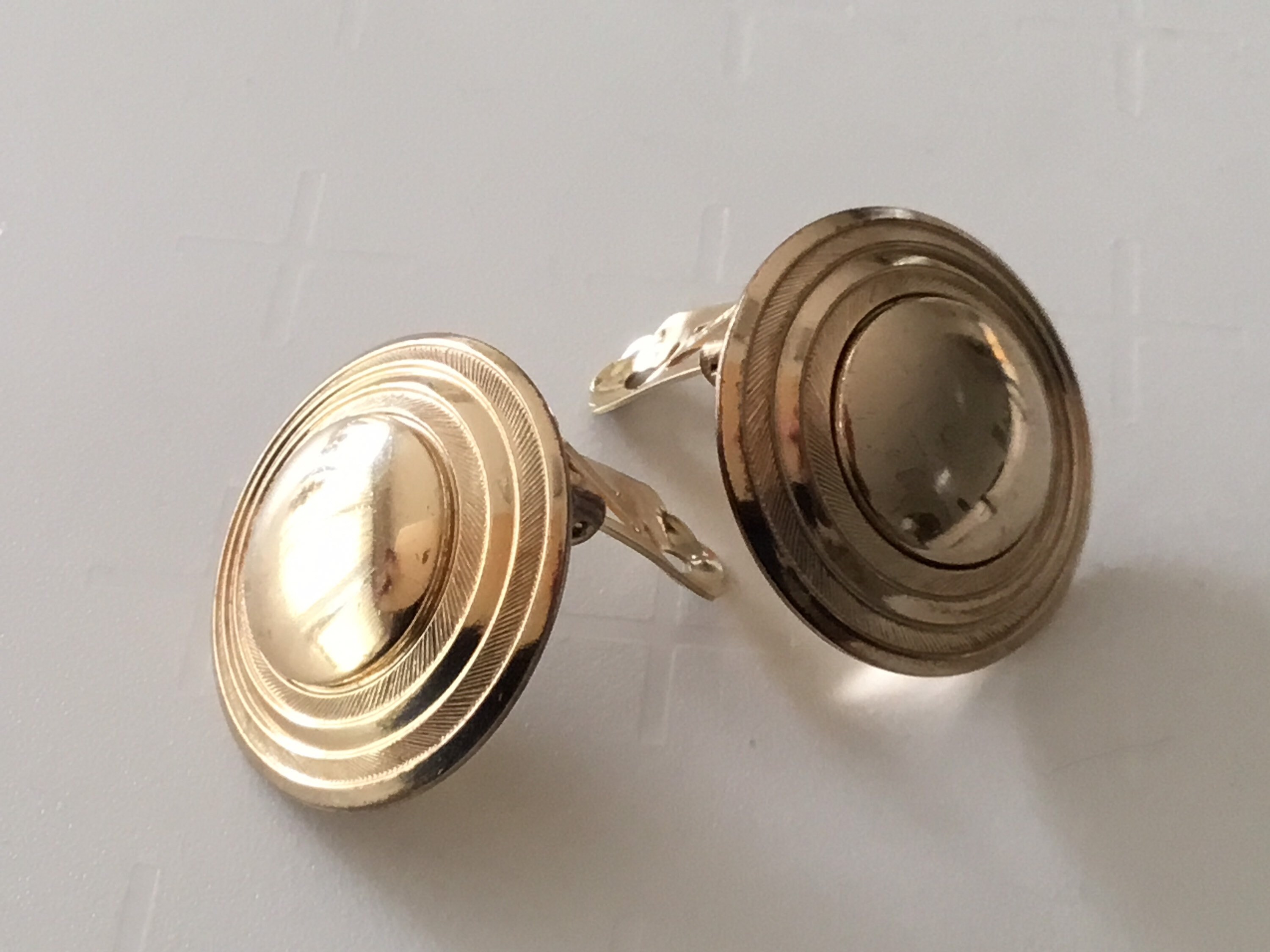 Vintage Earrings | 1970s German Grossé Gold Plated, Signed Button Design — photo 7 of 9