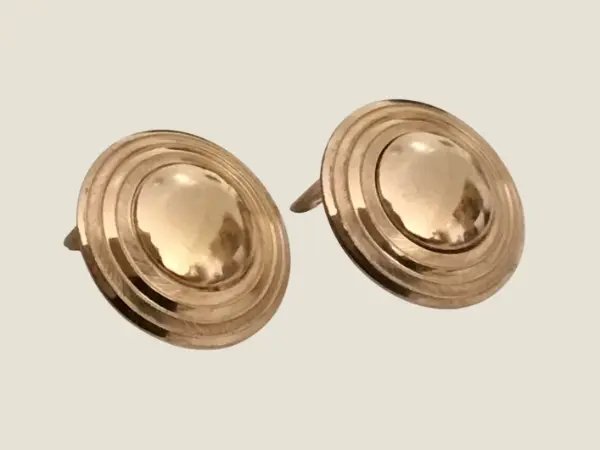 Vintage Earrings | 1970s German Grossé Gold Plated, Signed Button Design