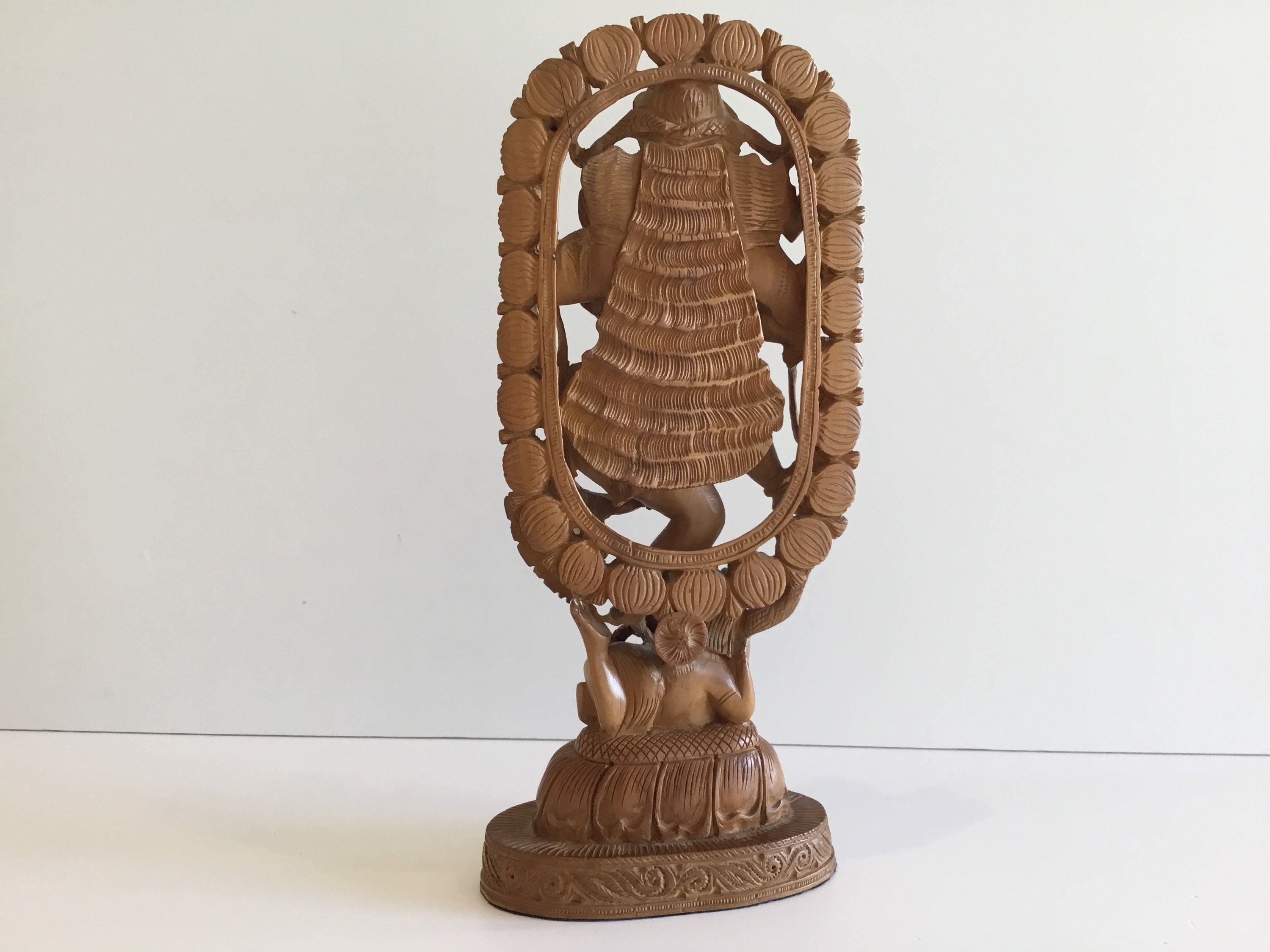 Vintage Hindu Sculpture | 1950s Shiva Statue, Hand-Carved Himalayan Wood Figure — photo 8 of 8