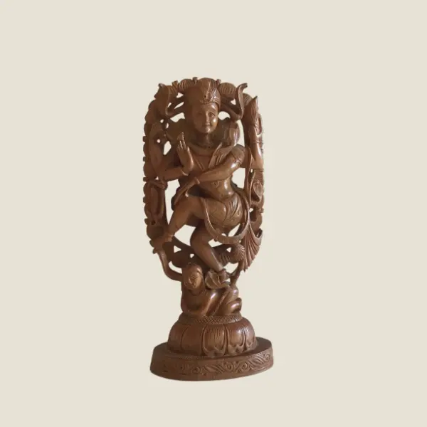 Vintage Hindu Sculpture | 1950s Shiva Statue, Hand-Carved Himalayan Wood Figure