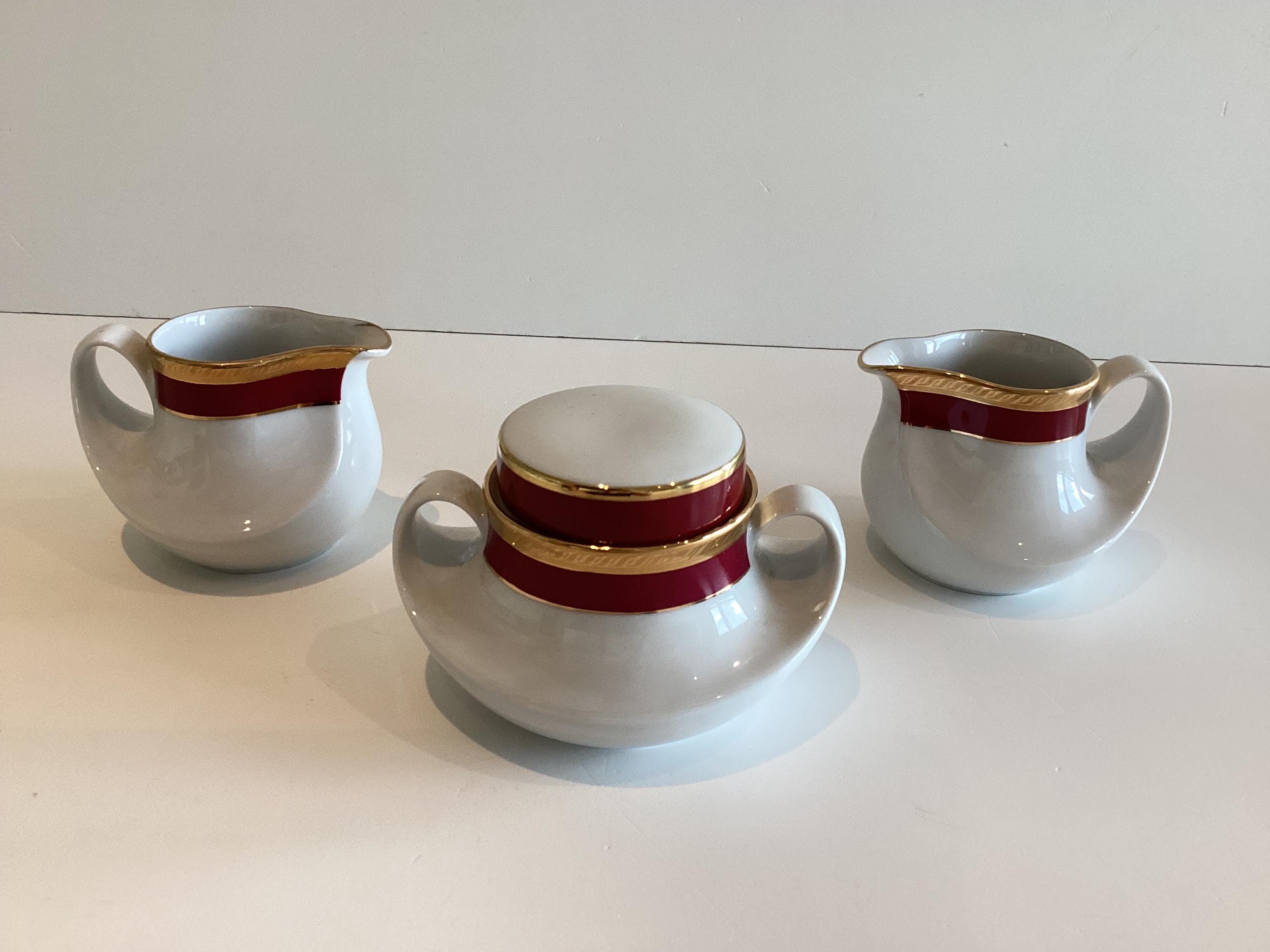 Vintage Coffee Set | Seltmann Weiden 15 Pcs 1950s Bavaria, Burgundy Gold Porcelain — photo 5 of 11