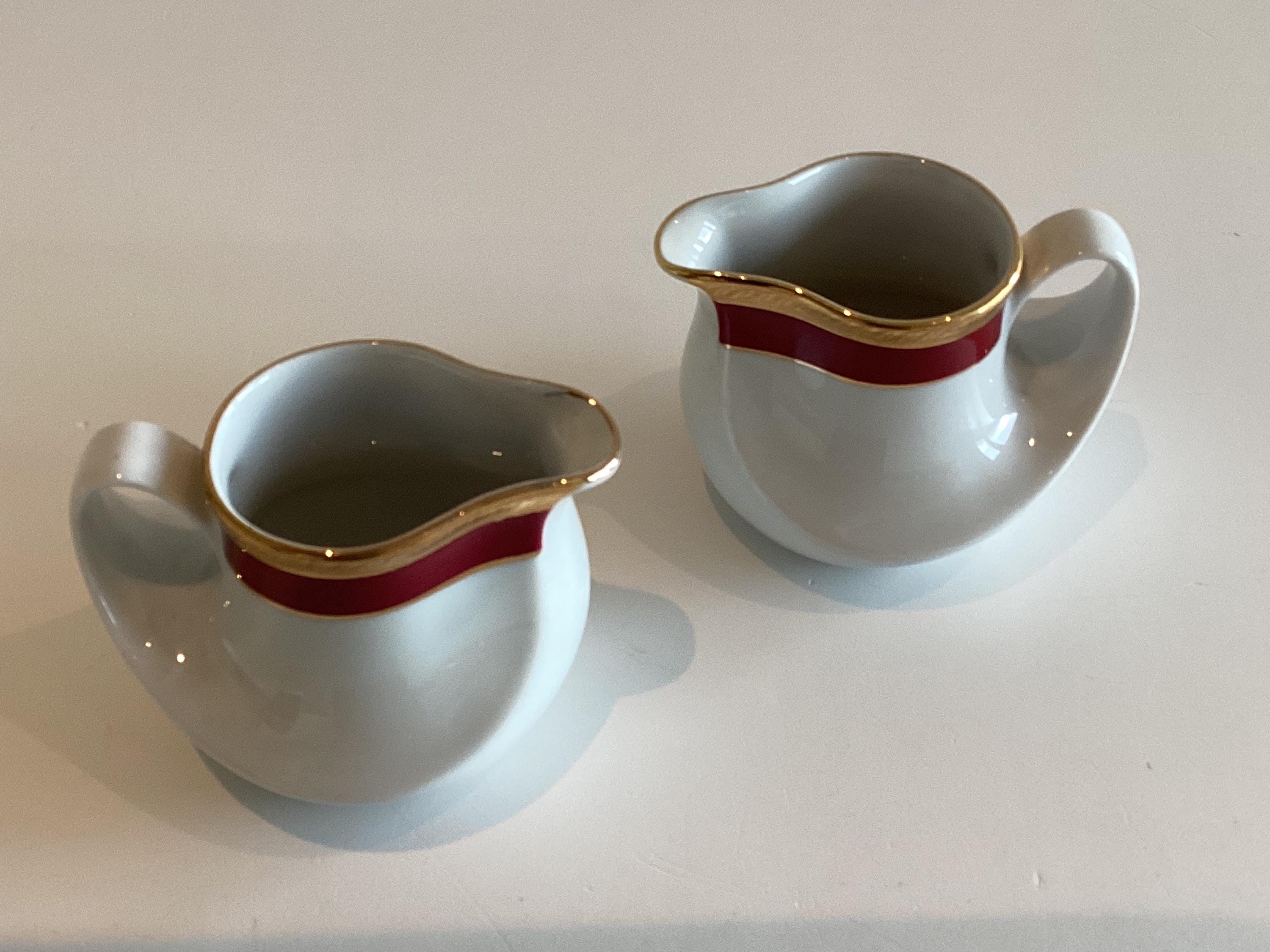 Vintage Coffee Set | Seltmann Weiden 15 Pcs 1950s Bavaria, Burgundy Gold Porcelain — photo 6 of 11