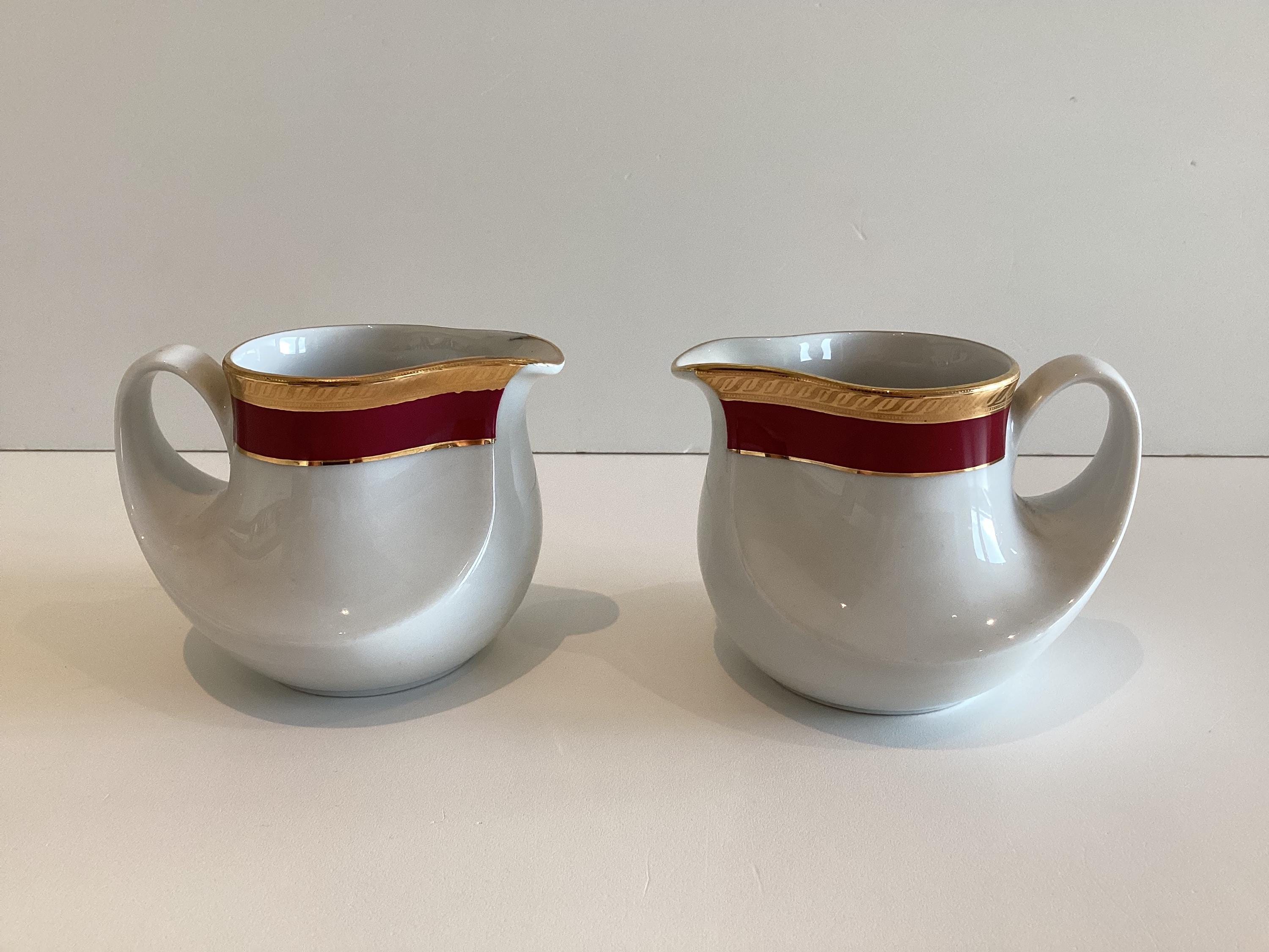 Vintage Coffee Set | Seltmann Weiden 15 Pcs 1950s Bavaria, Burgundy Gold Porcelain — photo 7 of 11