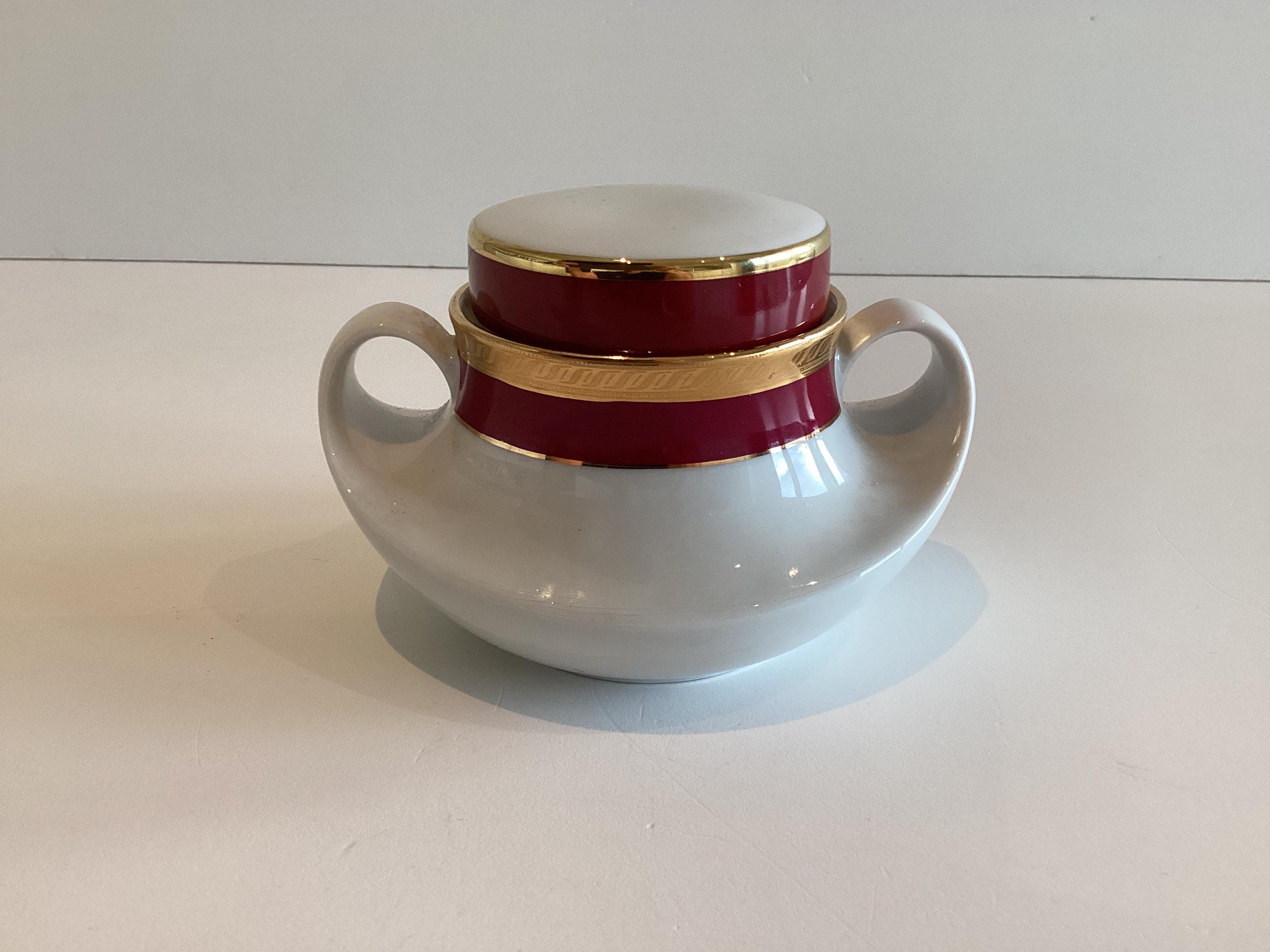 Vintage Coffee Set | Seltmann Weiden 15 Pcs 1950s Bavaria, Burgundy Gold Porcelain — photo 8 of 11