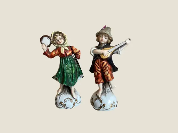 Antique German Porcelain | 1880s Potschappel Carl Thieme Pair, Hand Painted Miniatures