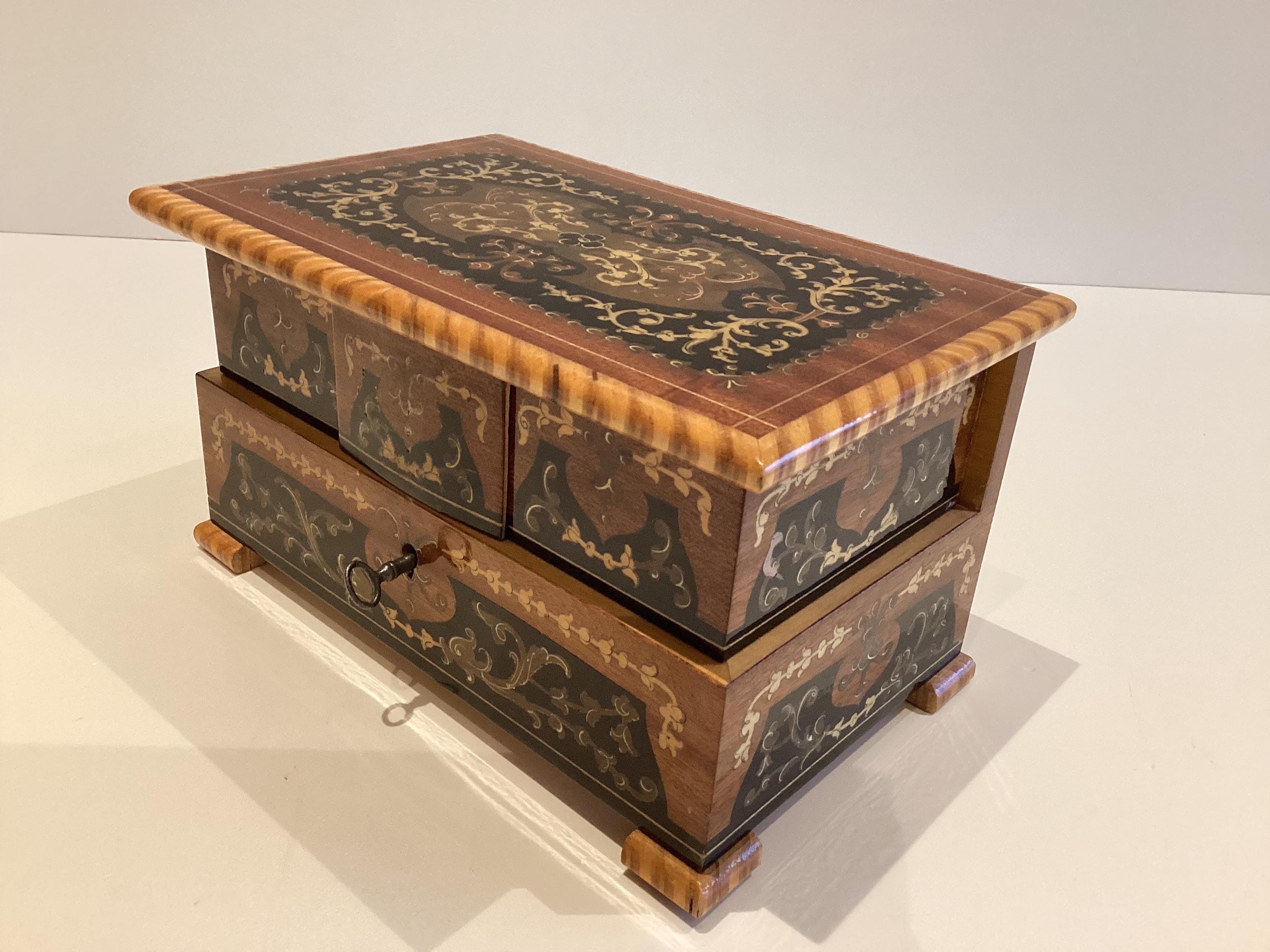 Vintage Music Box (1950s) Reuge Swiss Movement, Sorrento Italian Inlaid Wood, Ballerina Automaton, — photo 7 of 10
