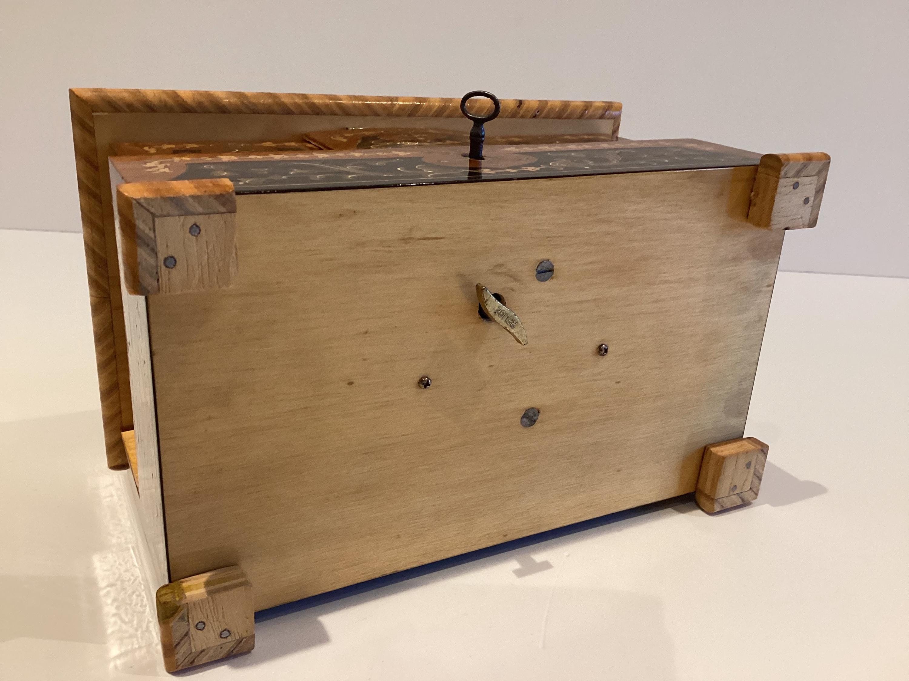 Vintage Music Box (1950s) Reuge Swiss Movement, Sorrento Italian Inlaid Wood, Ballerina Automaton, — photo 10 of 10
