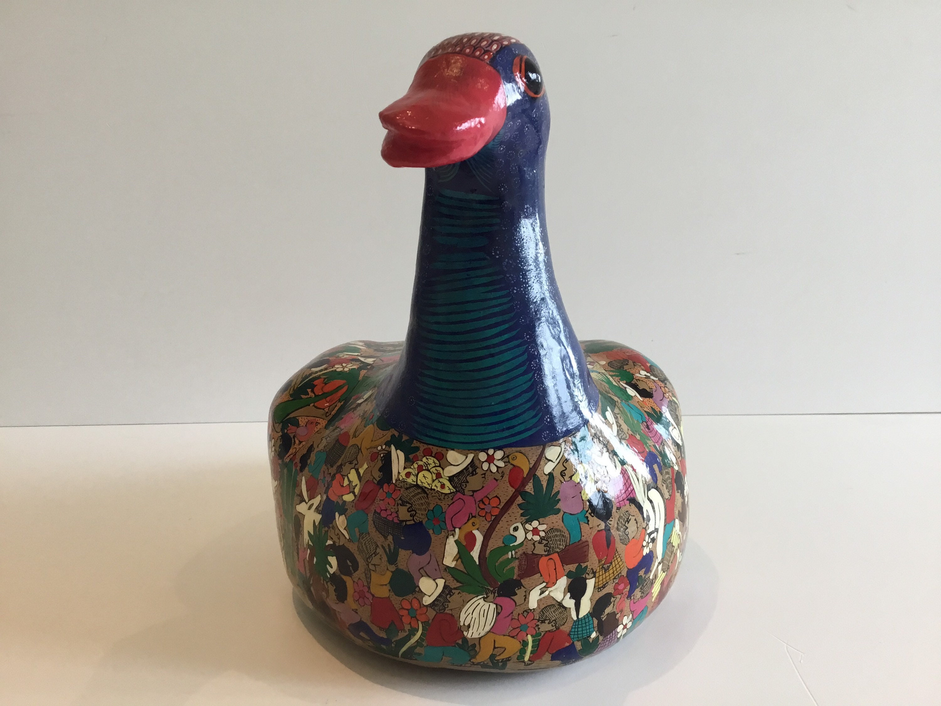 Ceramic Duck Hand Painted Folk Art Sculpture Terracotta Vintage Moses — photo 4 of 9