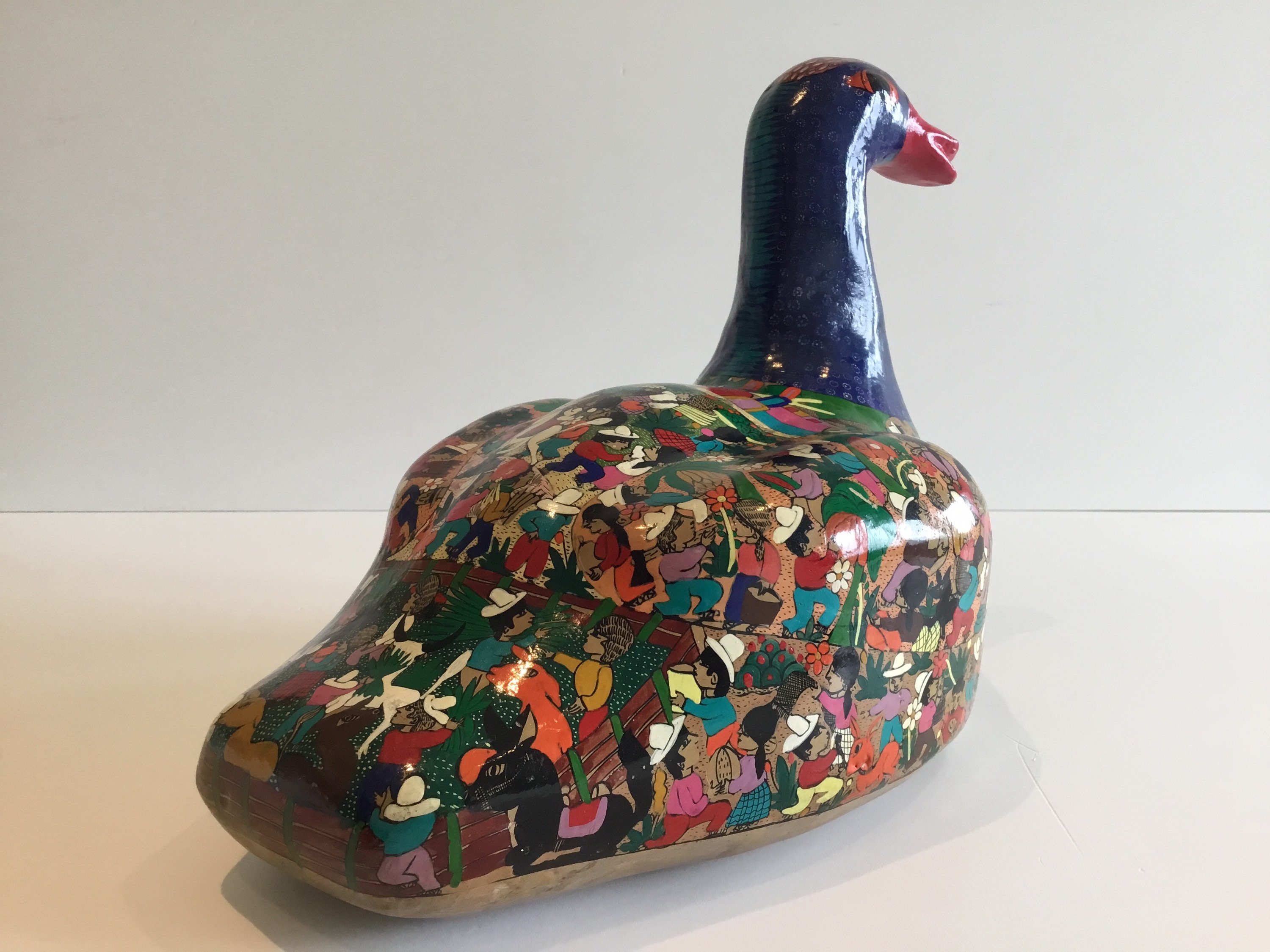 Ceramic Duck Hand Painted Folk Art Sculpture Terracotta Vintage Moses — photo 6 of 9