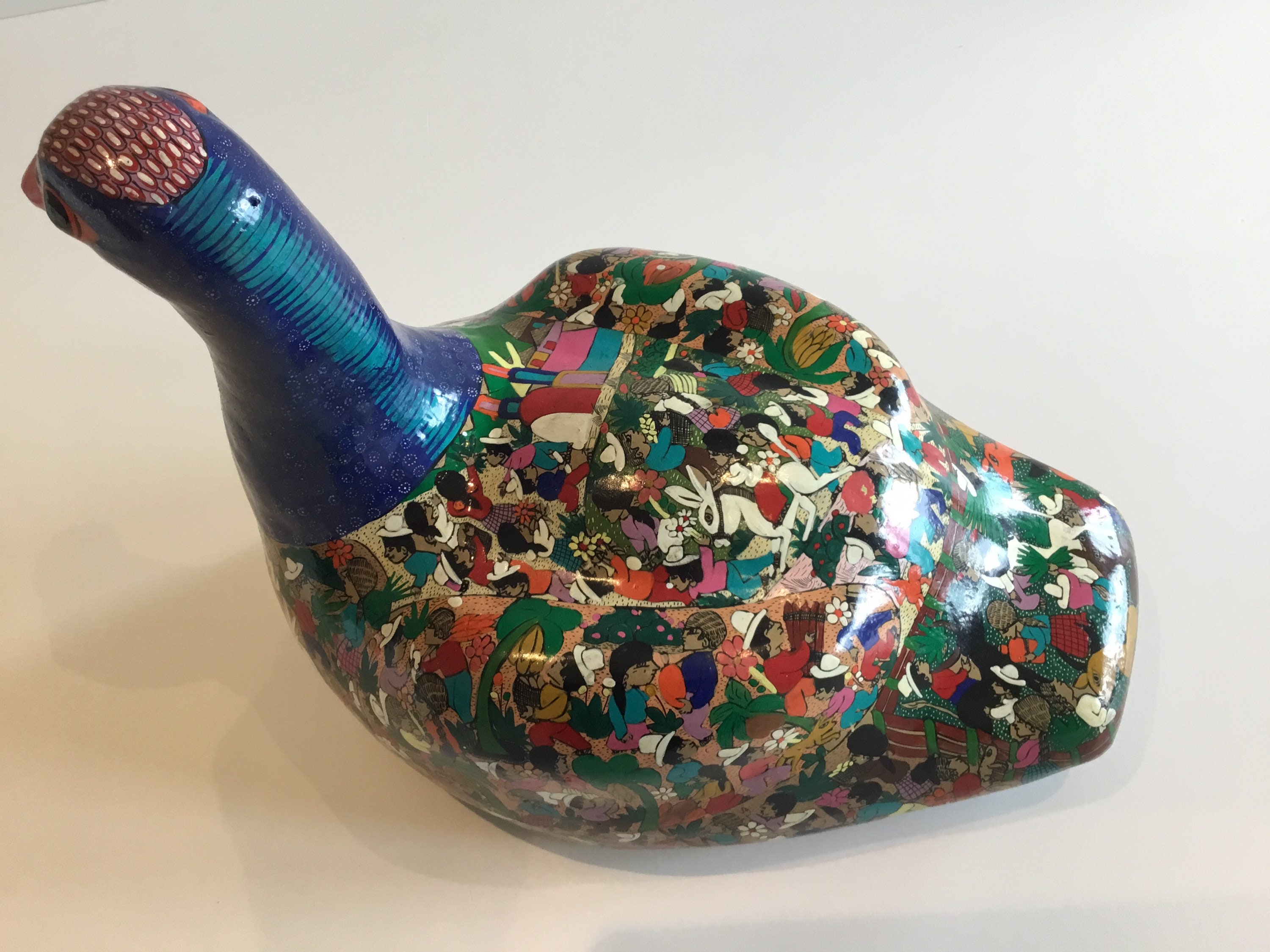 Ceramic Duck Hand Painted Folk Art Sculpture Terracotta Vintage Moses — photo 7 of 9