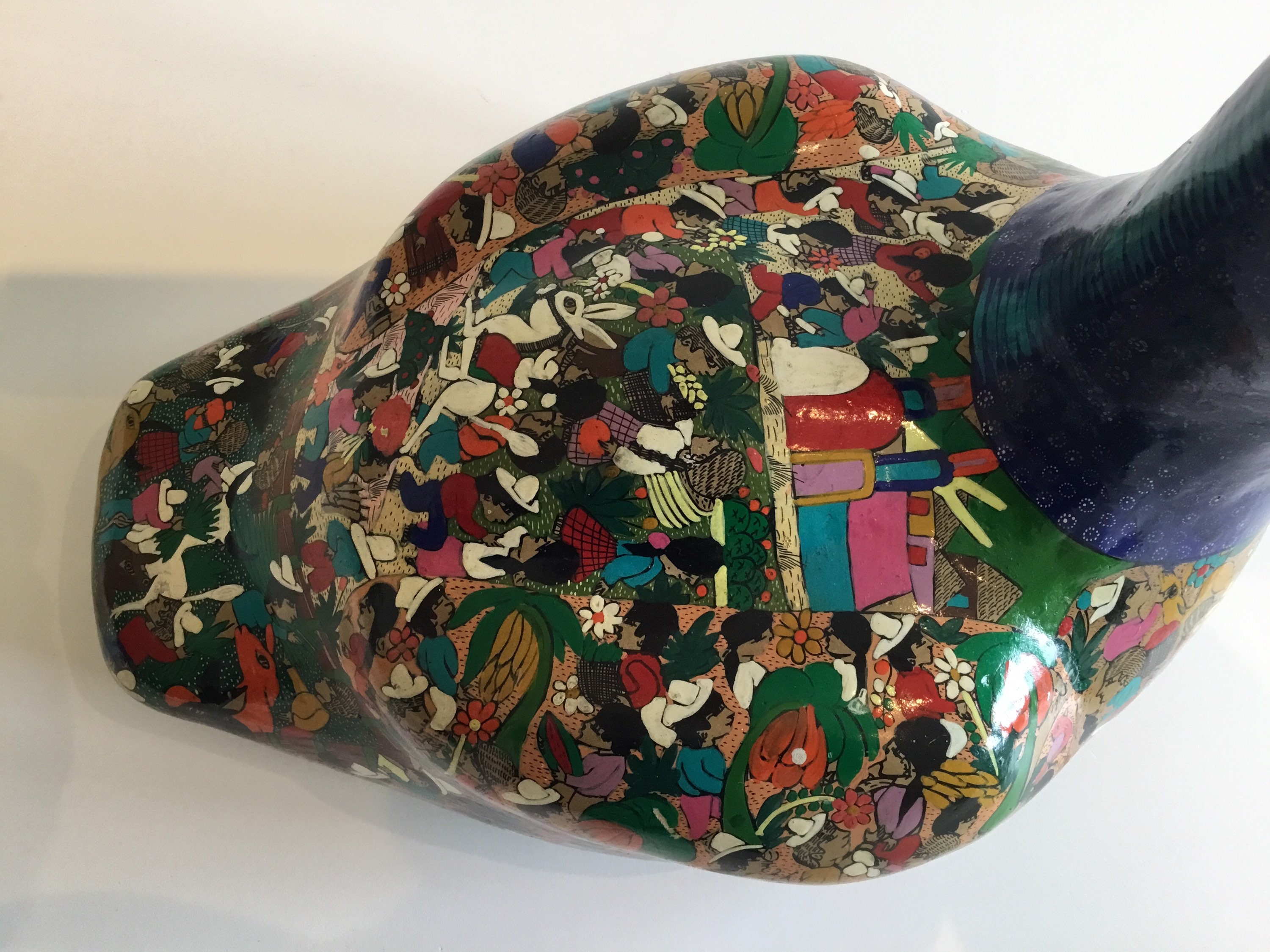 Ceramic Duck Hand Painted Folk Art Sculpture Terracotta Vintage Moses — photo 8 of 9