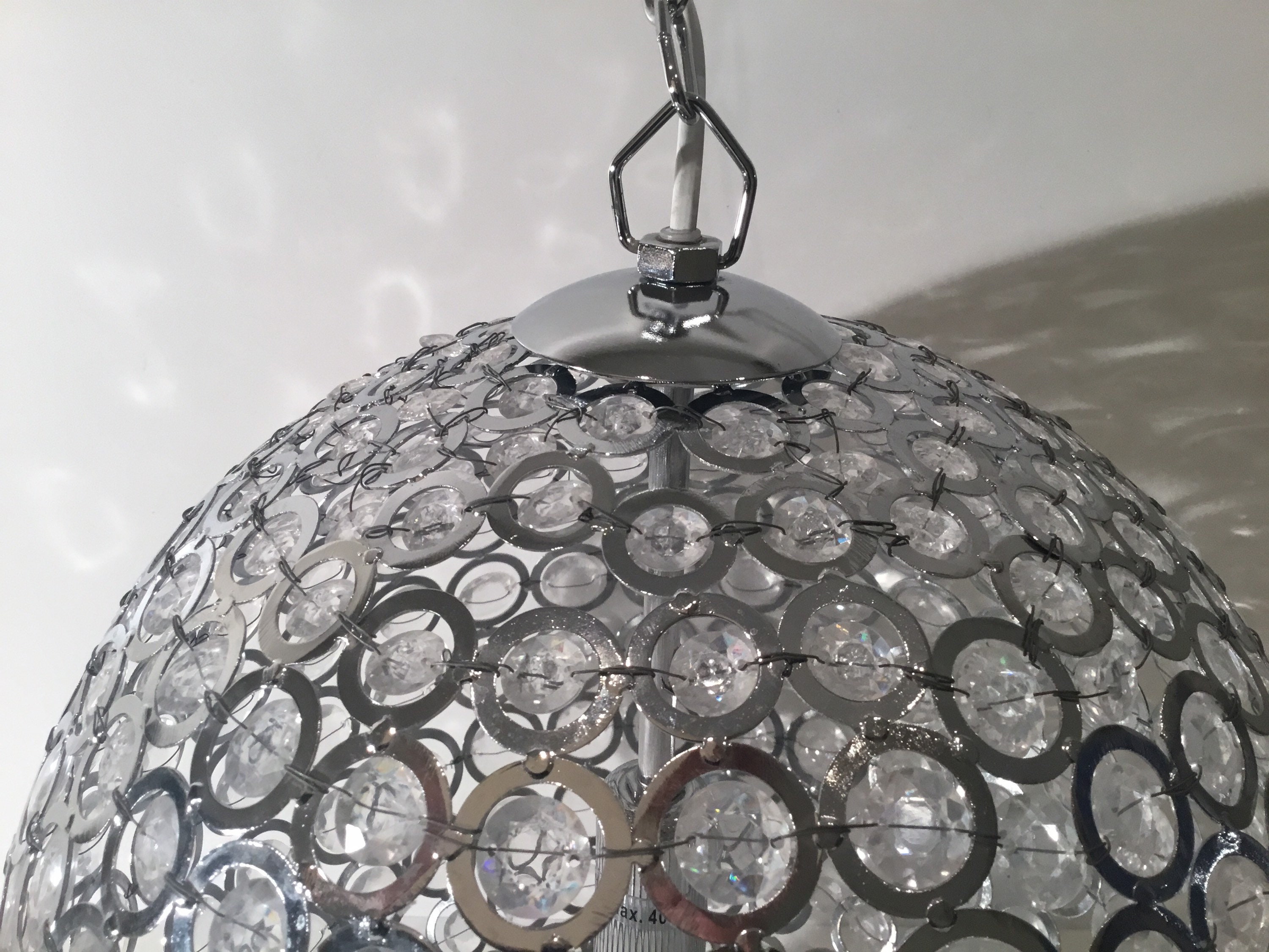 Vintage Chandelier | Maisons Du Monde French Crystal, Chrome Metal Ceiling Light 35cm — photo 4 of 11