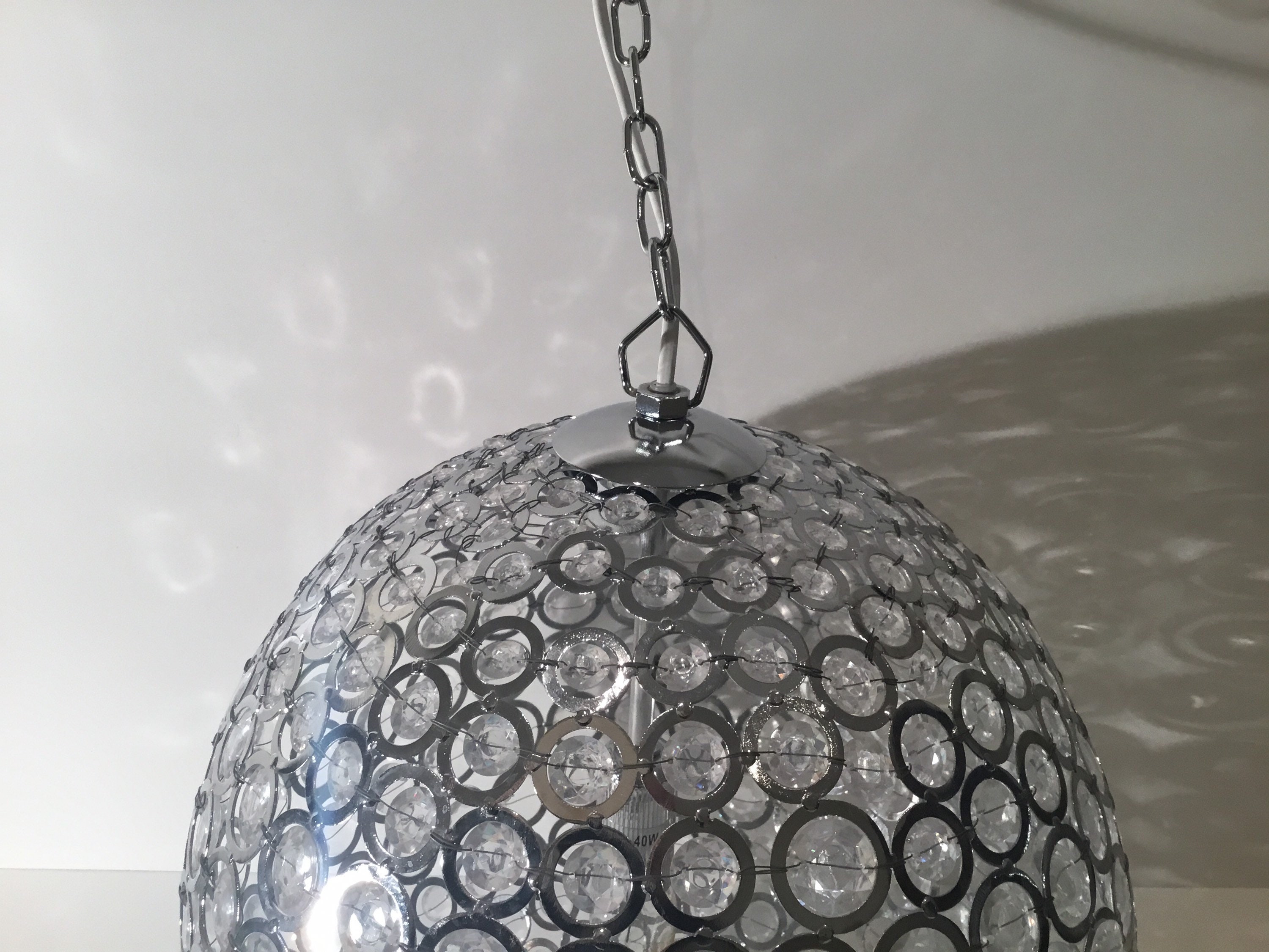 Vintage Chandelier | Maisons Du Monde French Crystal, Chrome Metal Ceiling Light 35cm — photo 6 of 11