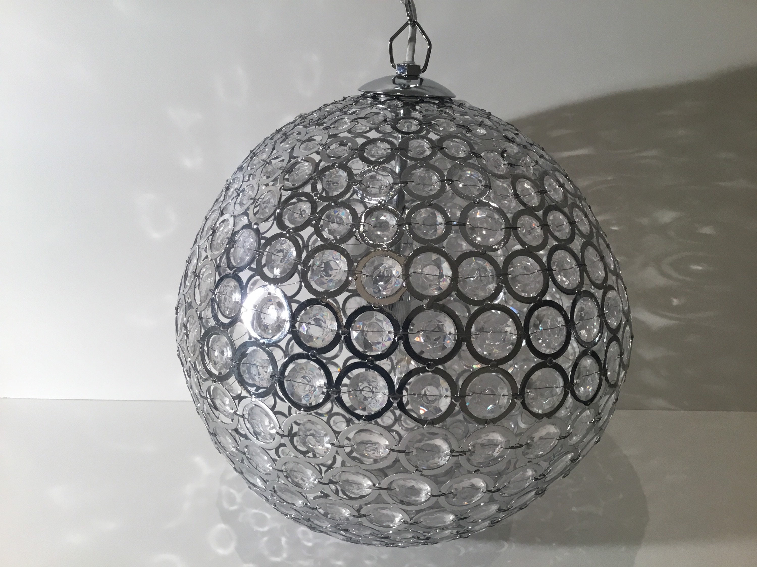 Vintage Chandelier | Maisons Du Monde French Crystal, Chrome Metal Ceiling Light 35cm — photo 9 of 11