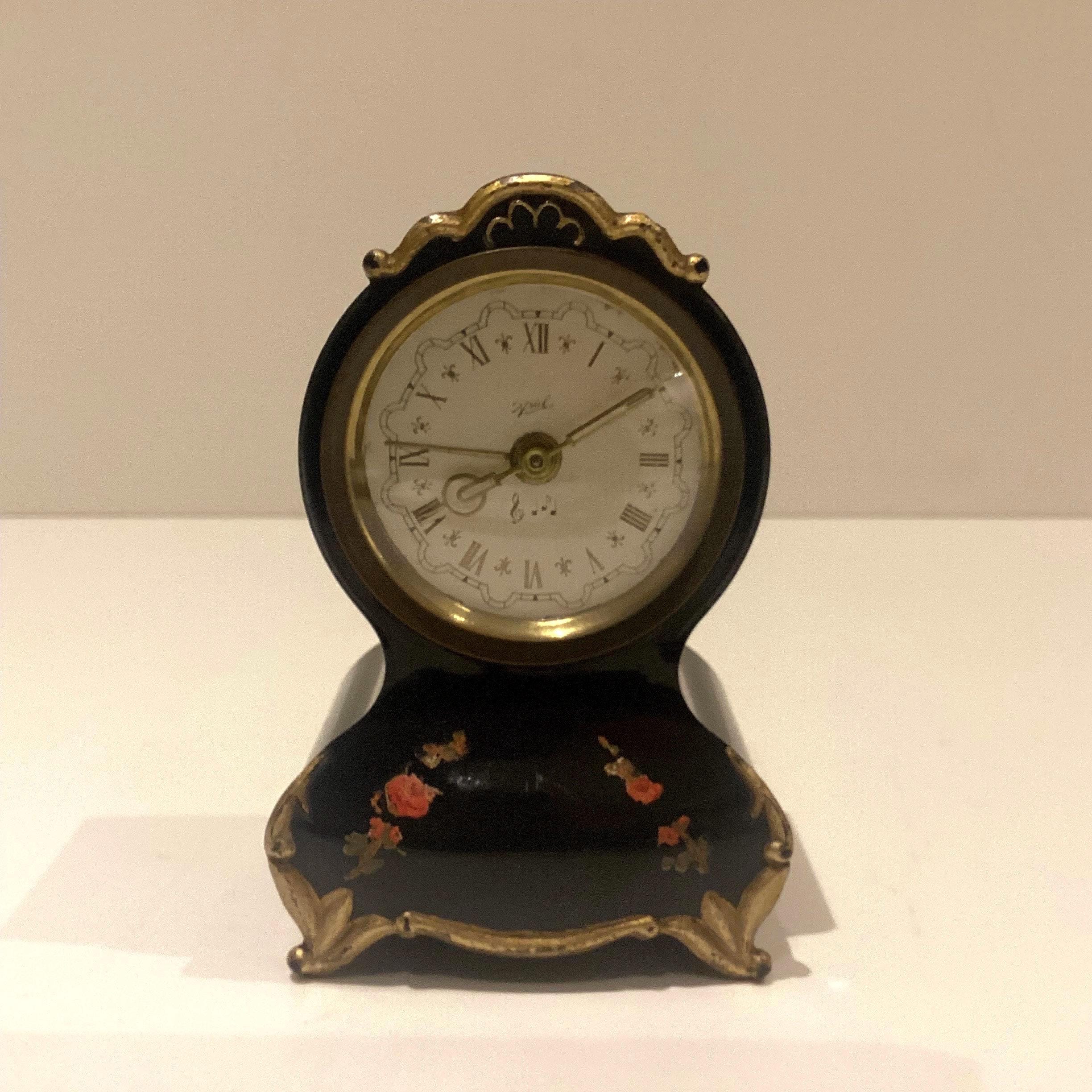 Vintage Alarm Clock | 1950s Swiss Ariel Musical, Silver Dial Roman Numerals — photo 2 of 5