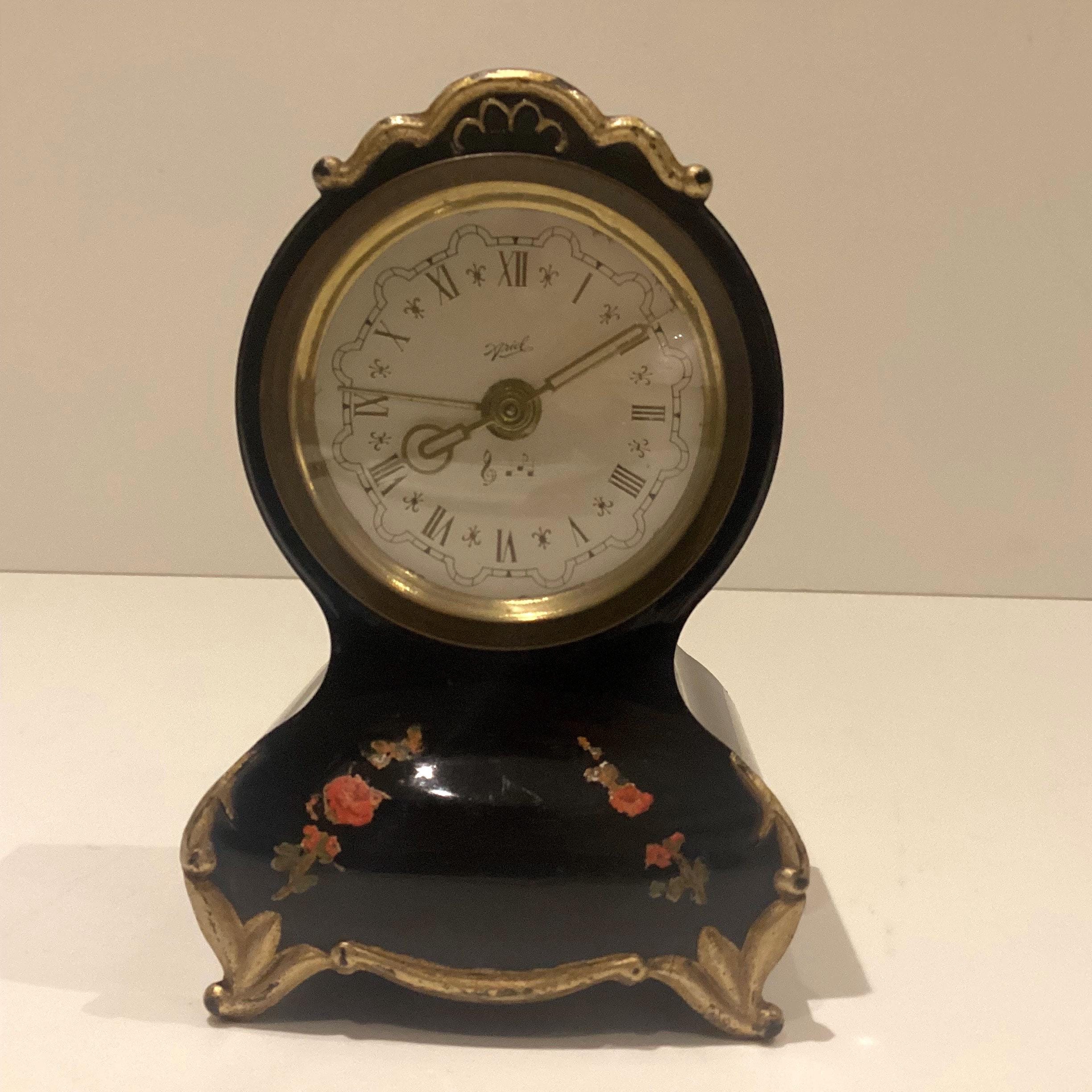 Vintage Alarm Clock | 1950s Swiss Ariel Musical, Silver Dial Roman Numerals — photo 3 of 5