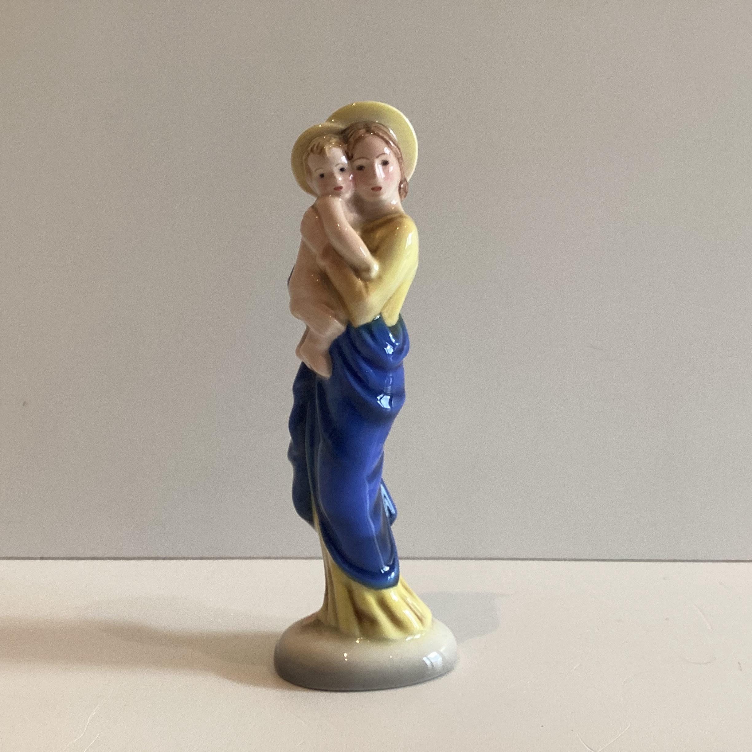 Vintage Porcelain Figurine Madonna and Child – Hand Painted Keramos Austria Religious Miniature Statue — photo 2 of 10