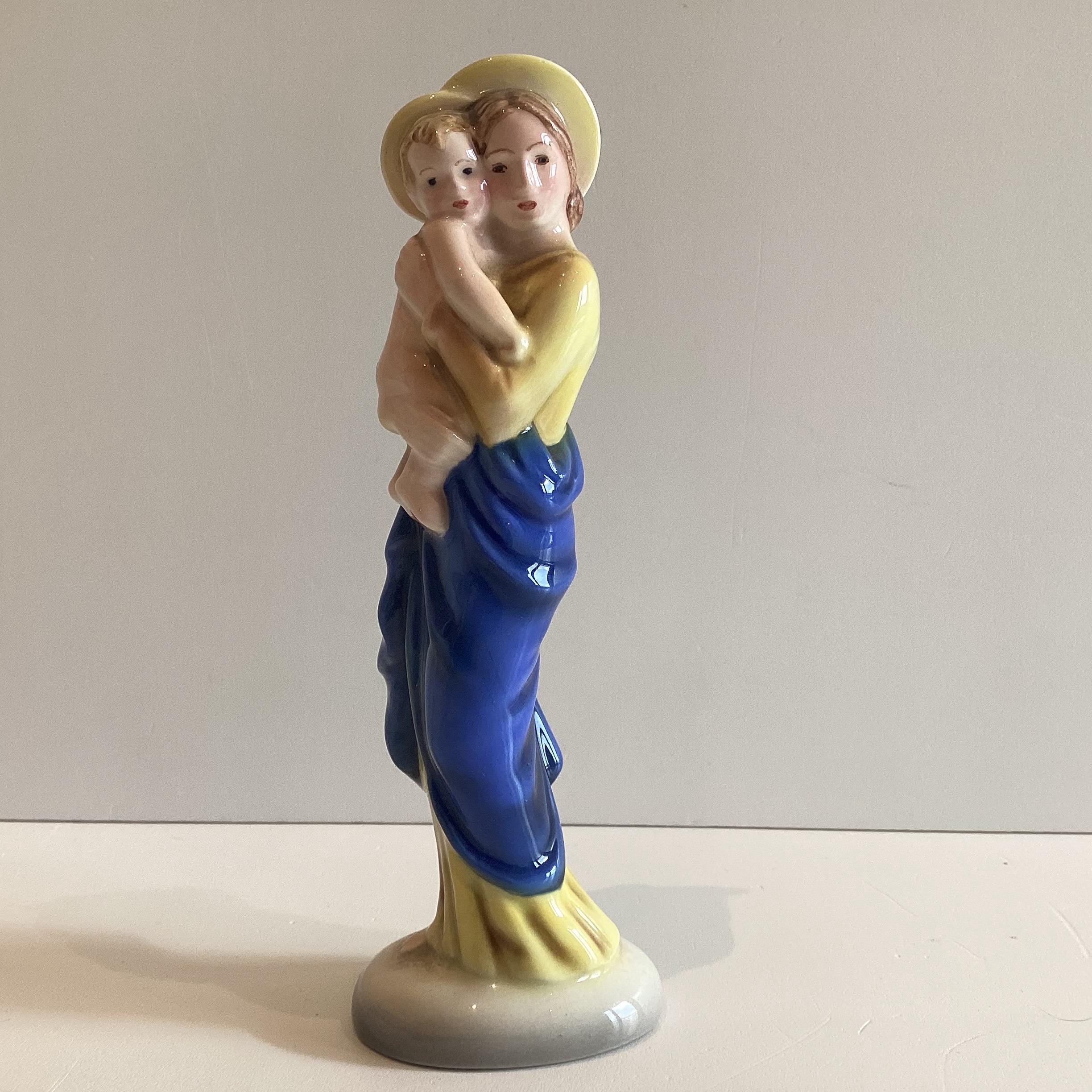 Vintage Porcelain Figurine Madonna and Child – Hand Painted Keramos Austria Religious Miniature Statue — photo 3 of 10