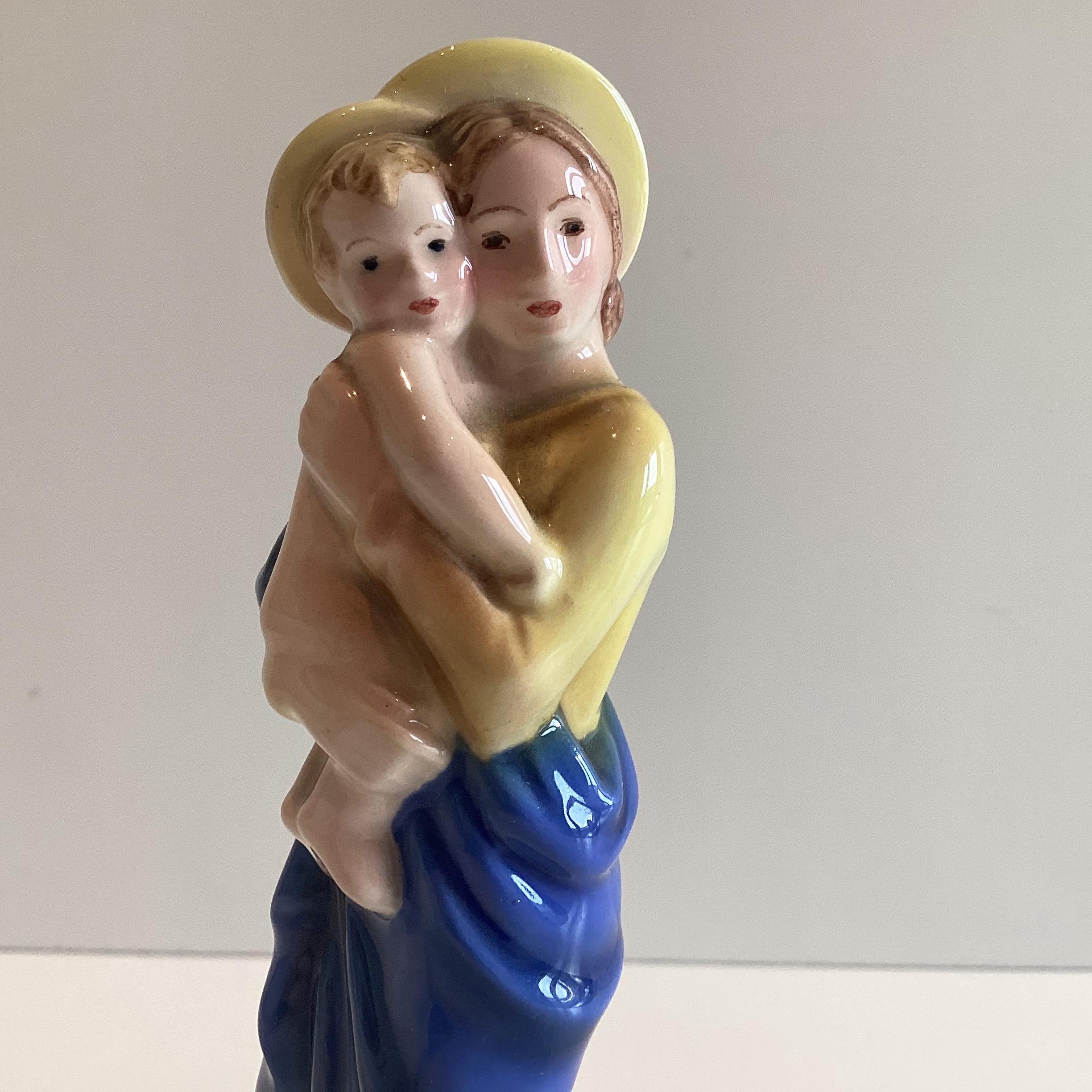 Vintage Porcelain Figurine Madonna and Child – Hand Painted Keramos Austria Religious Miniature Statue — photo 4 of 10