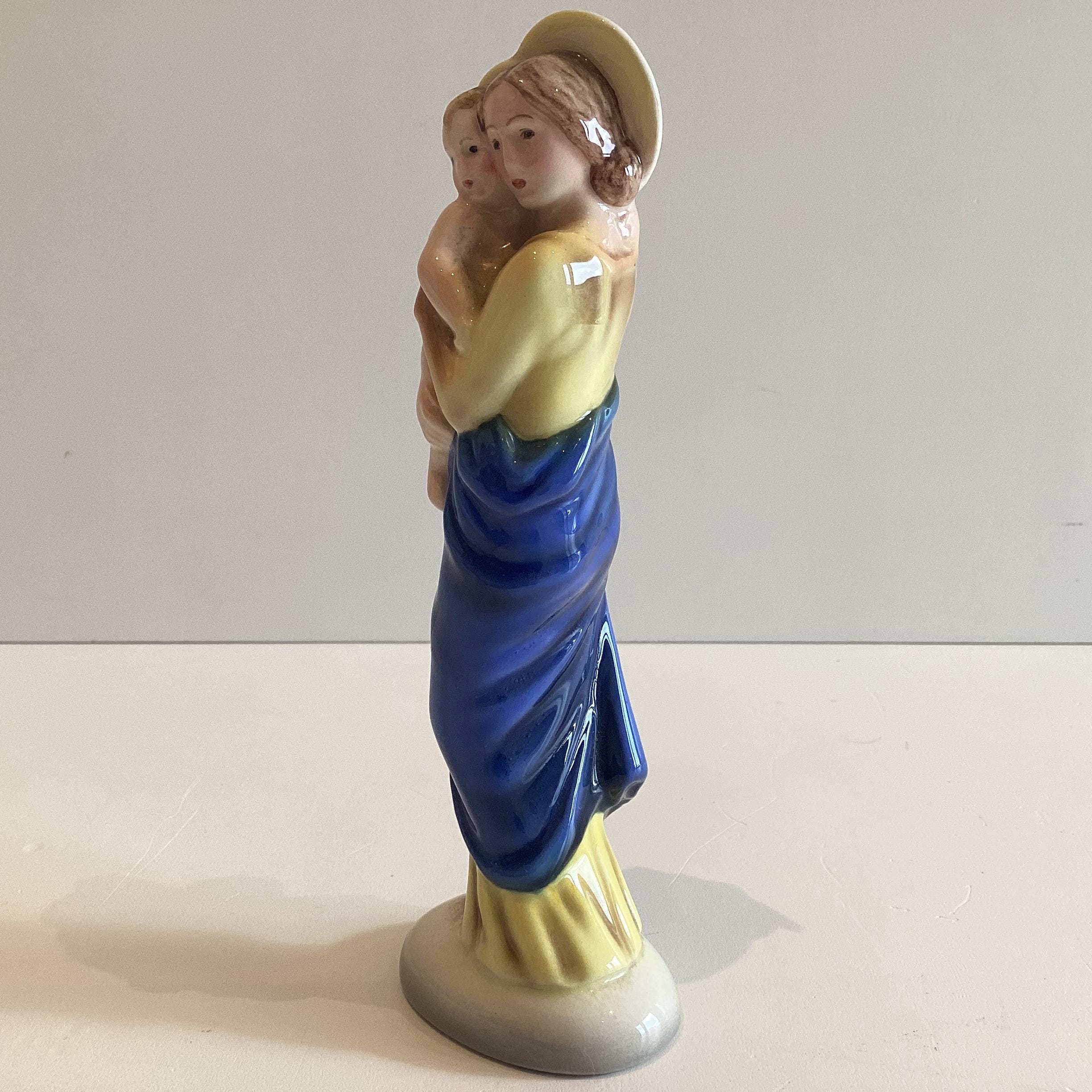 Vintage Porcelain Figurine Madonna and Child – Hand Painted Keramos Austria Religious Miniature Statue — photo 8 of 10