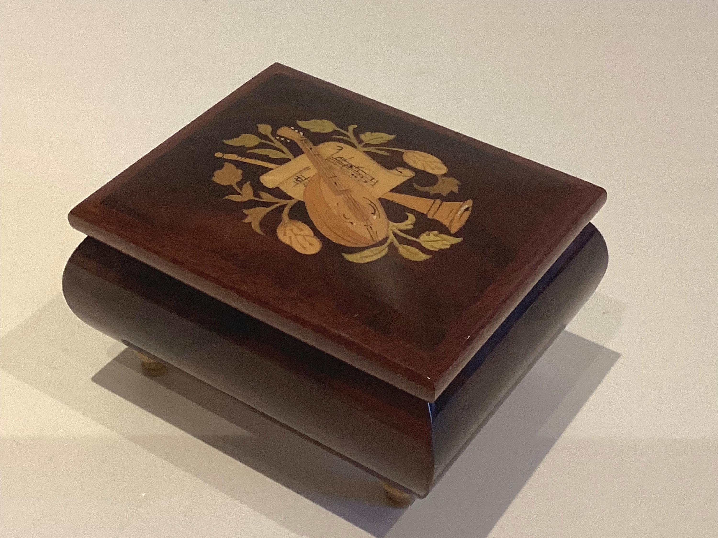 Vintage Music Box | 1970s Sorrento Italy Jewelry Box, Inlaid Wood "Isle of Capri" — photo 4 of 7