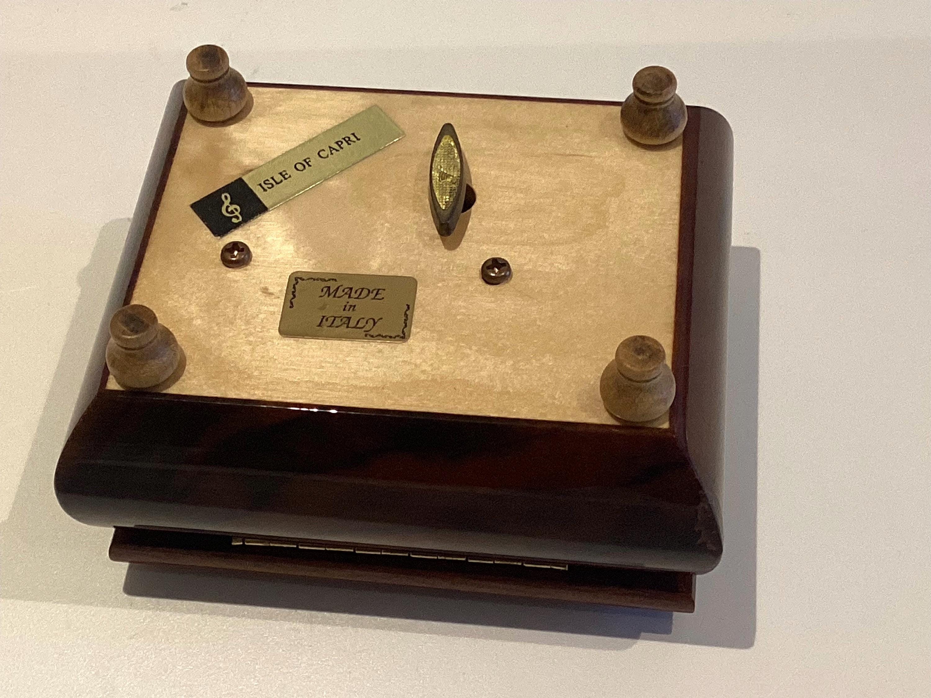 Vintage Music Box | 1970s Sorrento Italy Jewelry Box, Inlaid Wood "Isle of Capri" — photo 7 of 7
