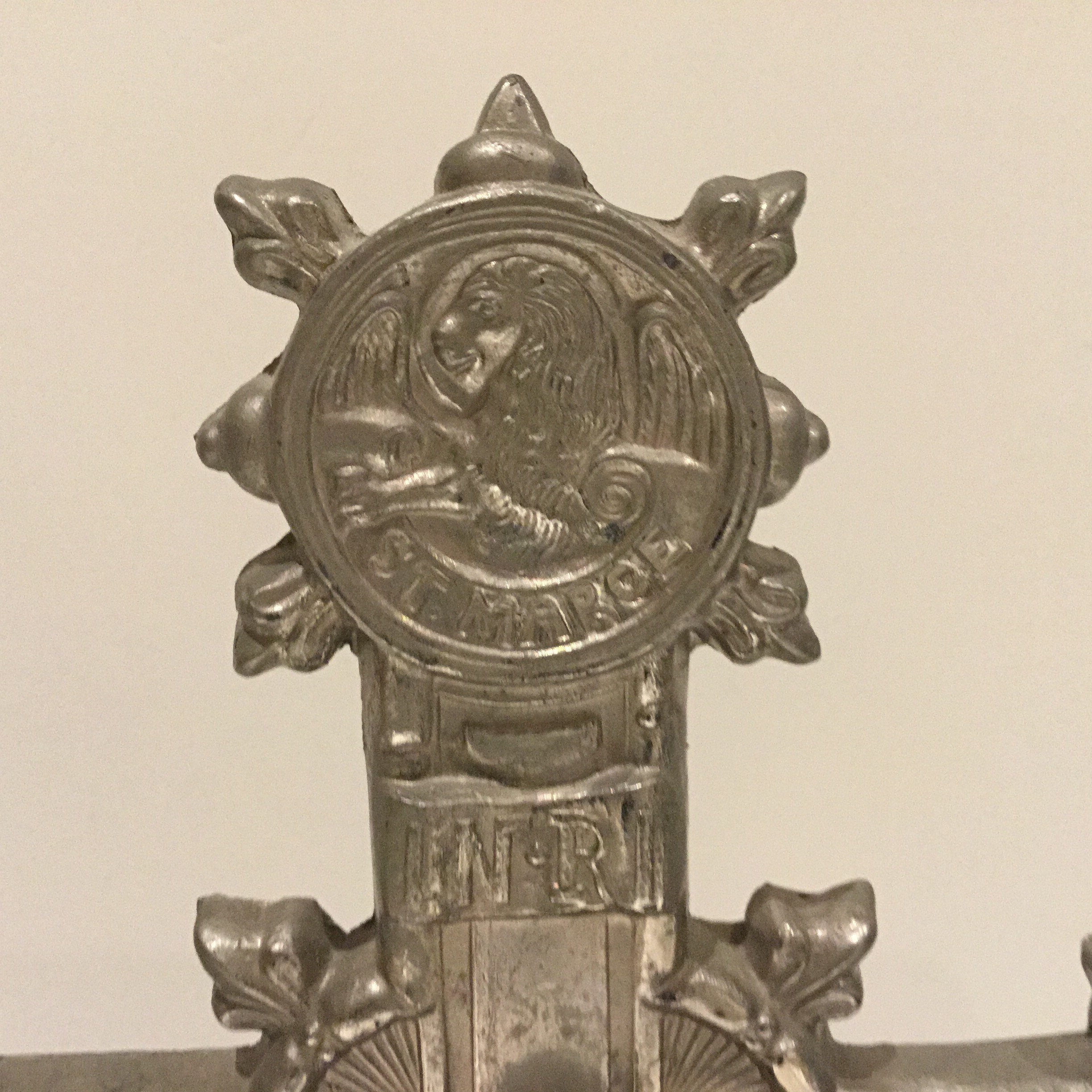 Antique Crucifix | 1900s Silver Tone with Holy Mary & St John, Evangelist Symbols — photo 8 of 11