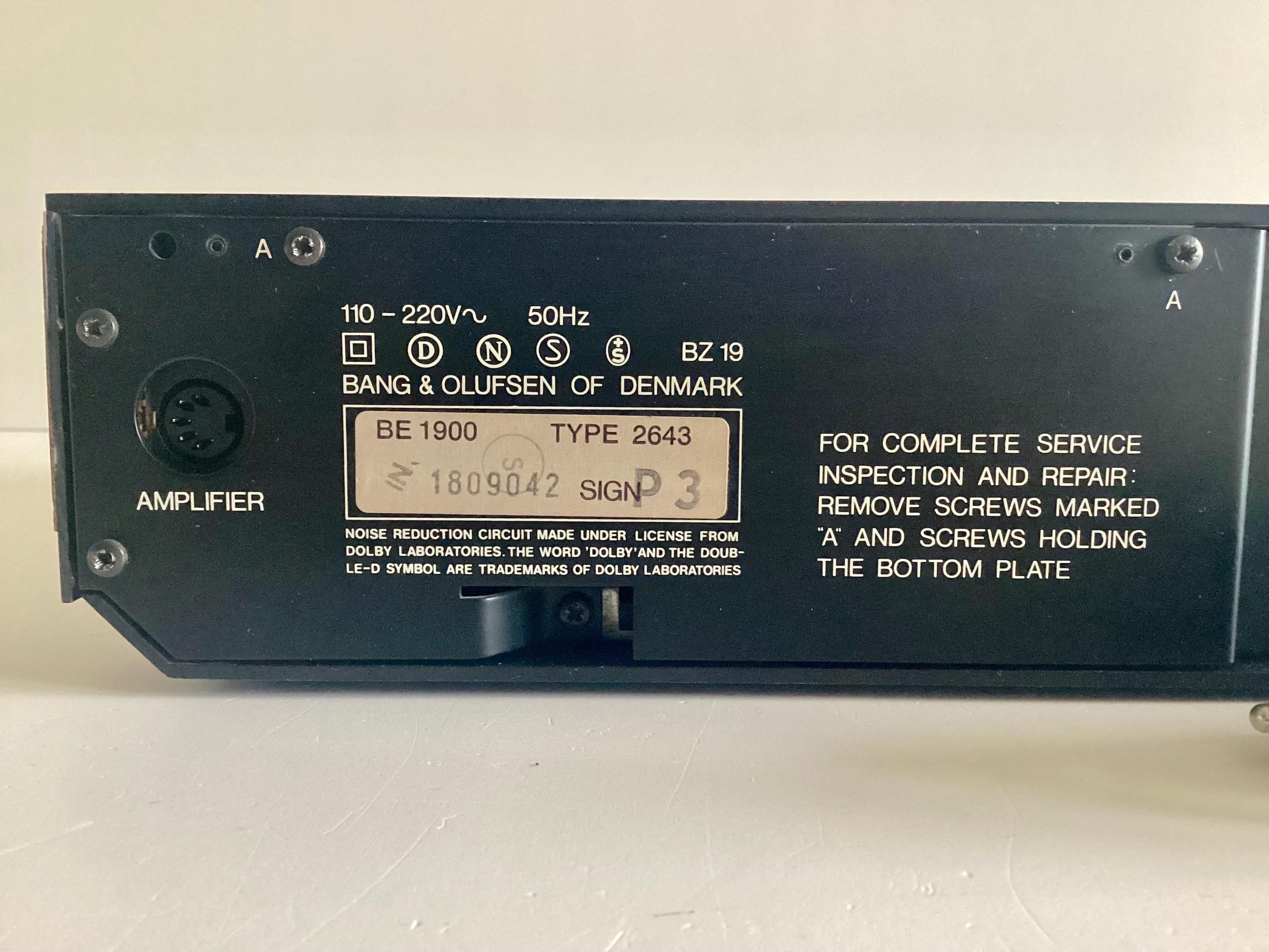 Vintage Cassette Deck Bang & Olufsen Beocord 1900 – Danish Design Stereo Recorder - Working — photo 10 of 10