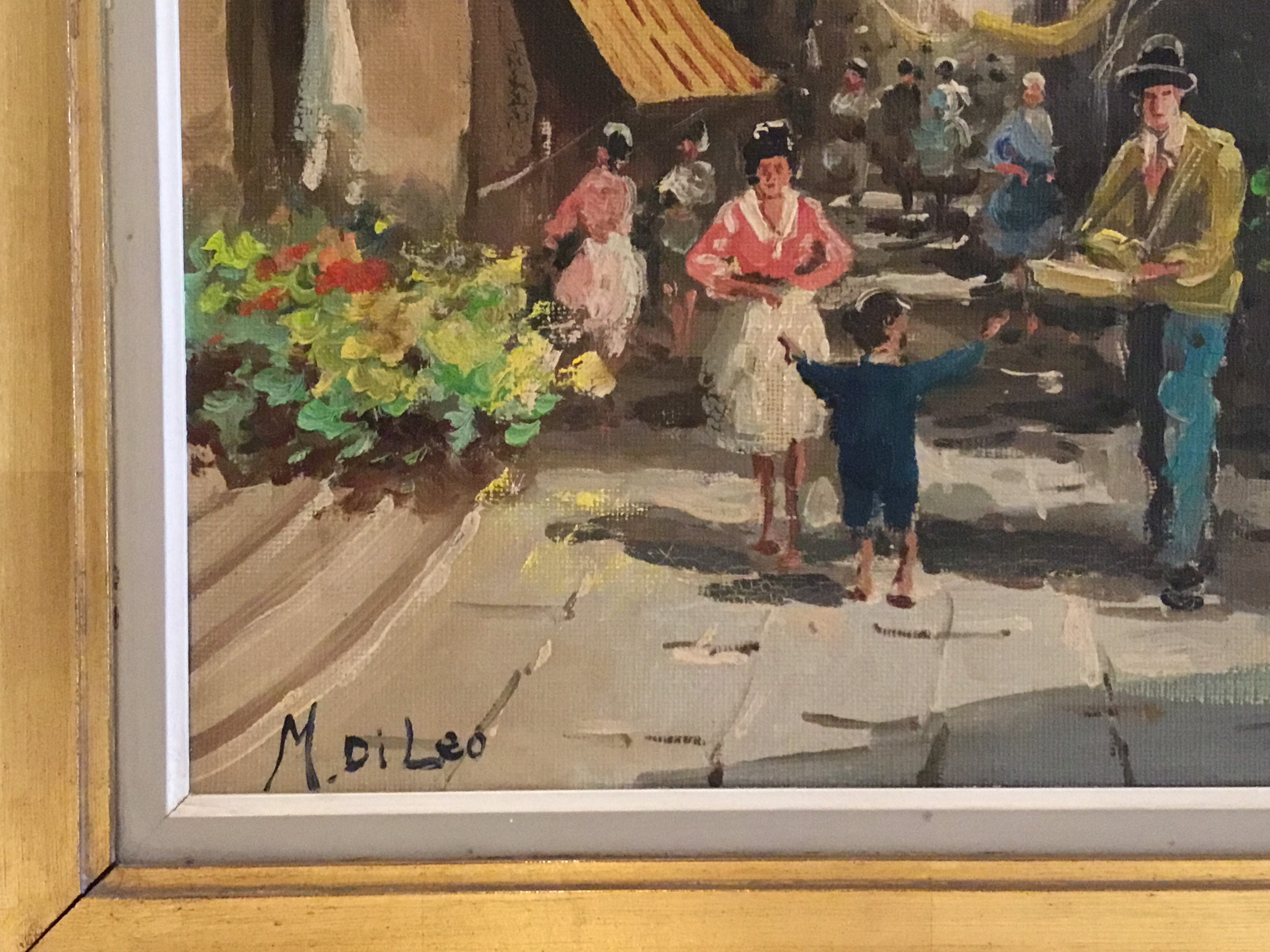 Vintage Italian Painting | 1930s Naples Market Scene by M. Di Leo, Signed Oil Canvas — photo 9 of 11