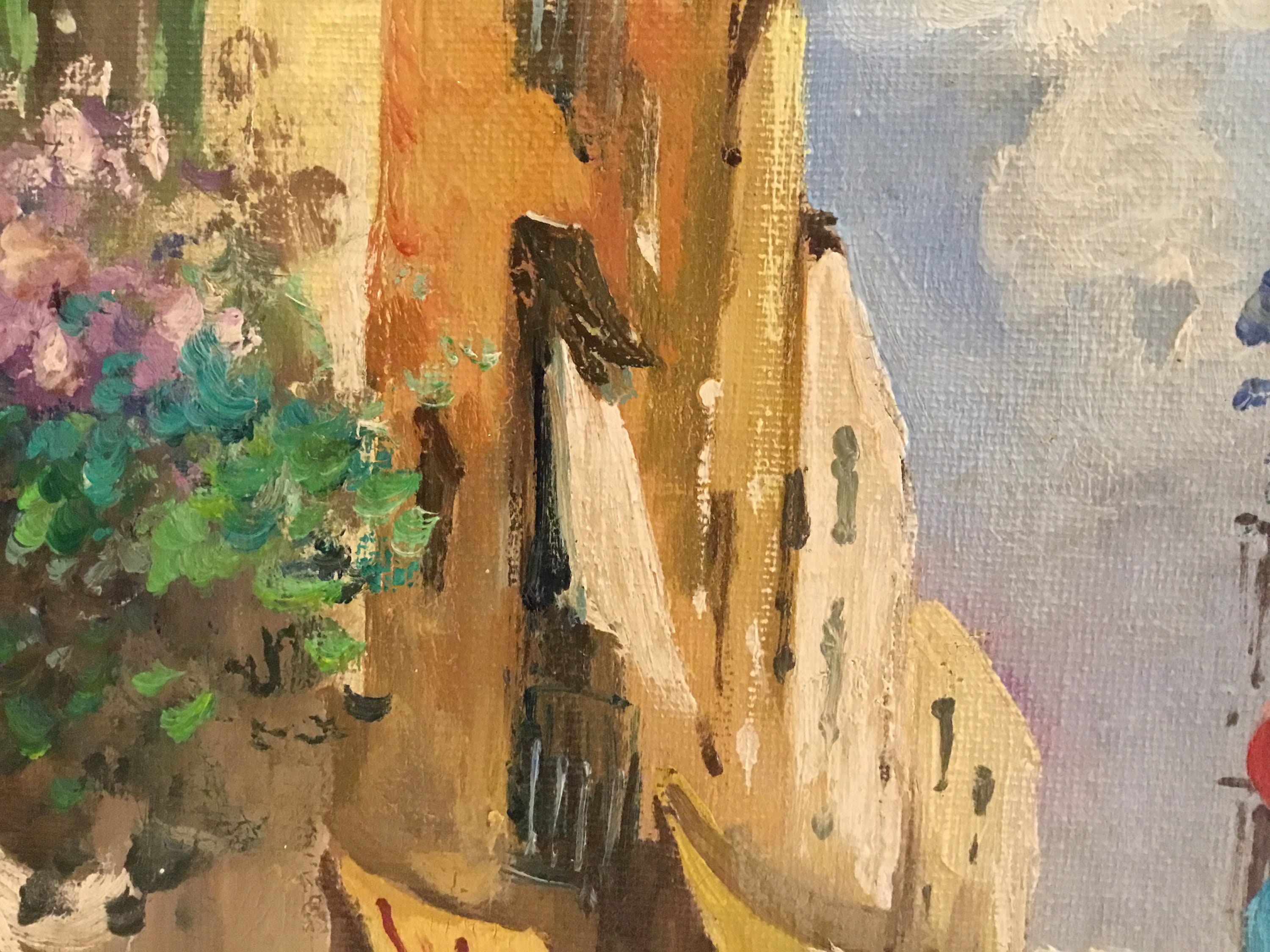 Vintage Italian Painting | 1930s Naples Market Scene by M. Di Leo, Signed Oil Canvas — photo 10 of 11