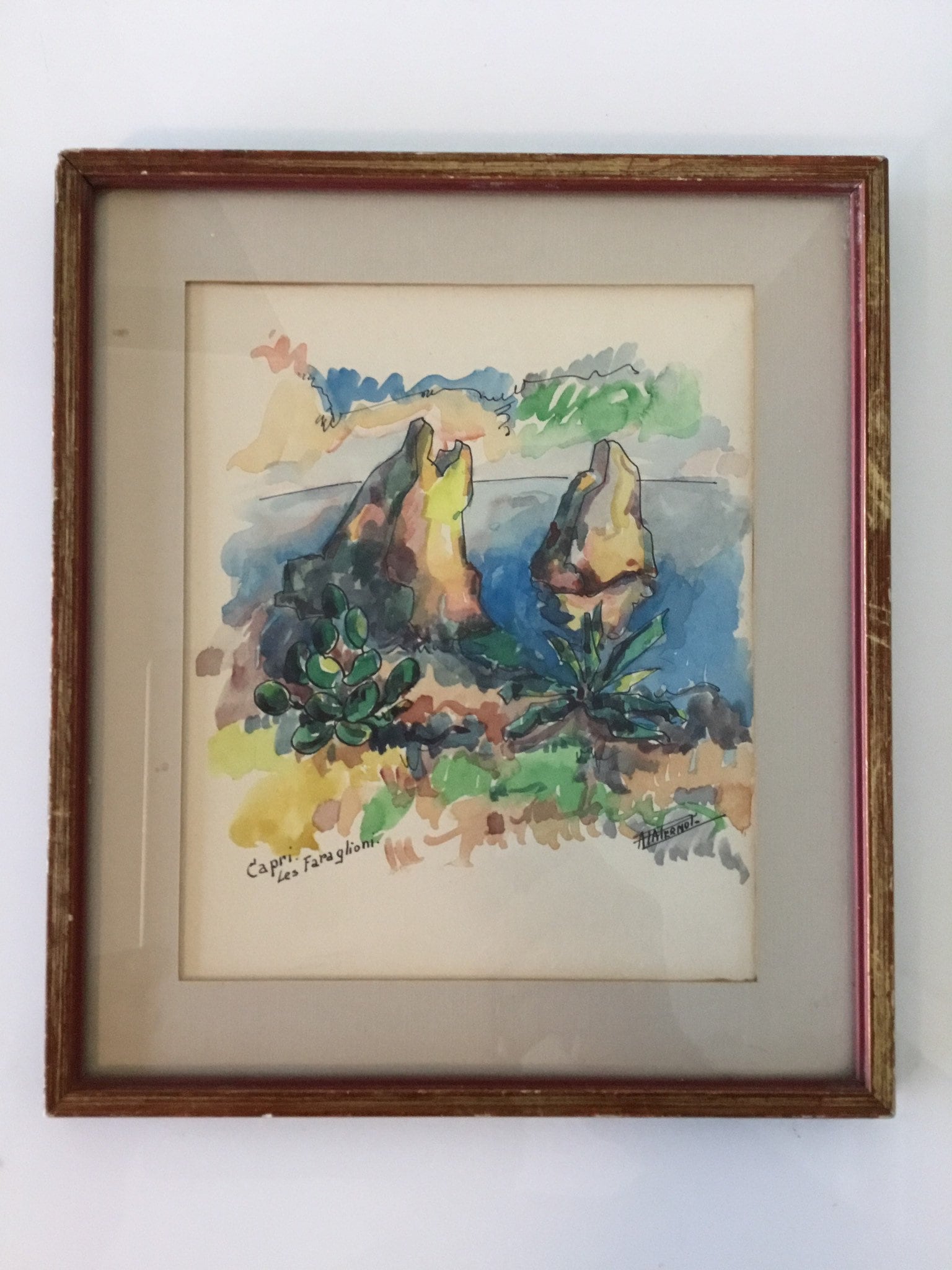 Vintage Watercolor Painting | Fornaro D'Aterno Andrea 1950s, Signed Swiss Italian Artist — photo 2 of 4