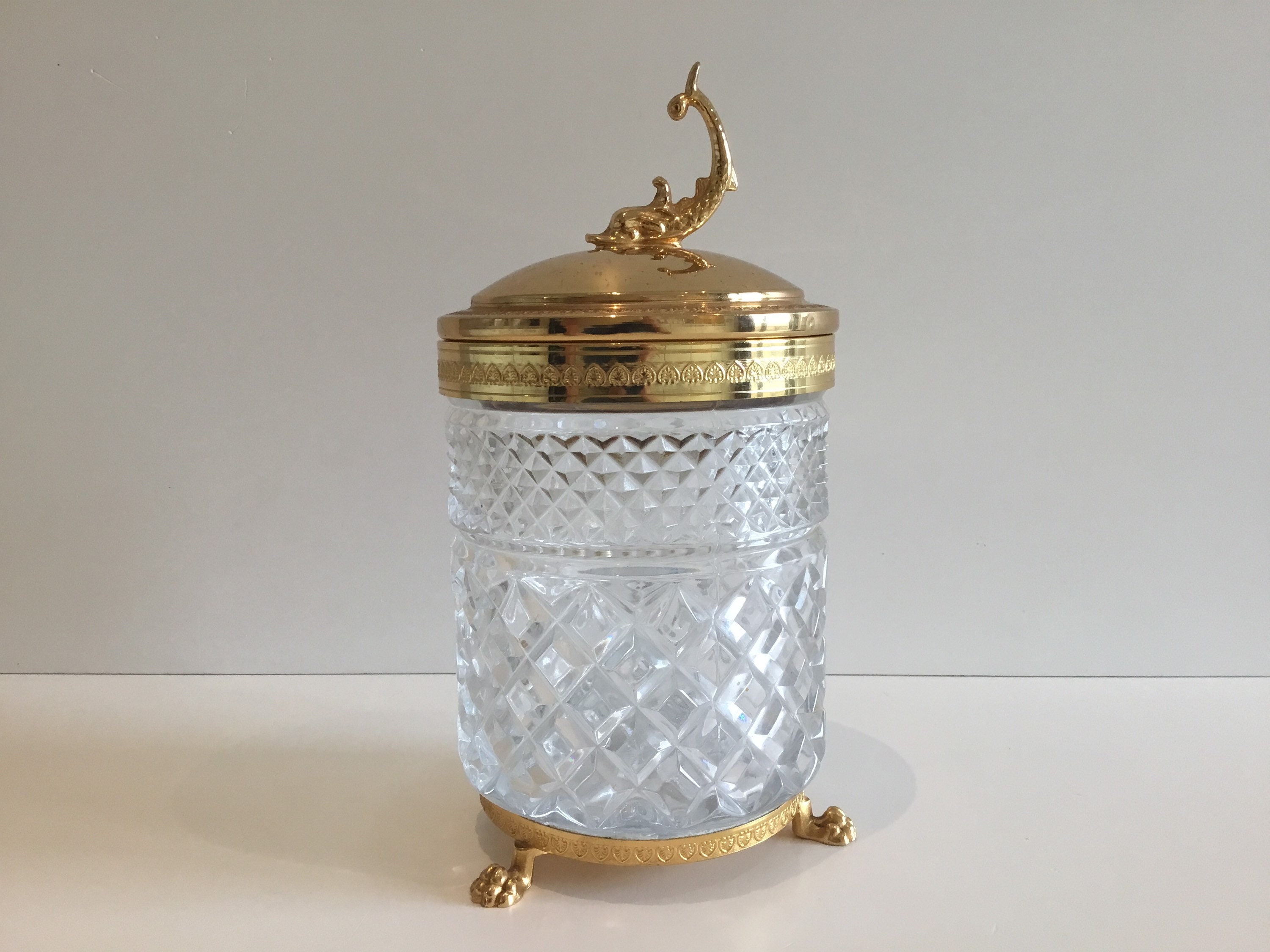 Vintage Container | 1950s Italian Crystal Box with Gold Plate Metal — photo 2 of 8