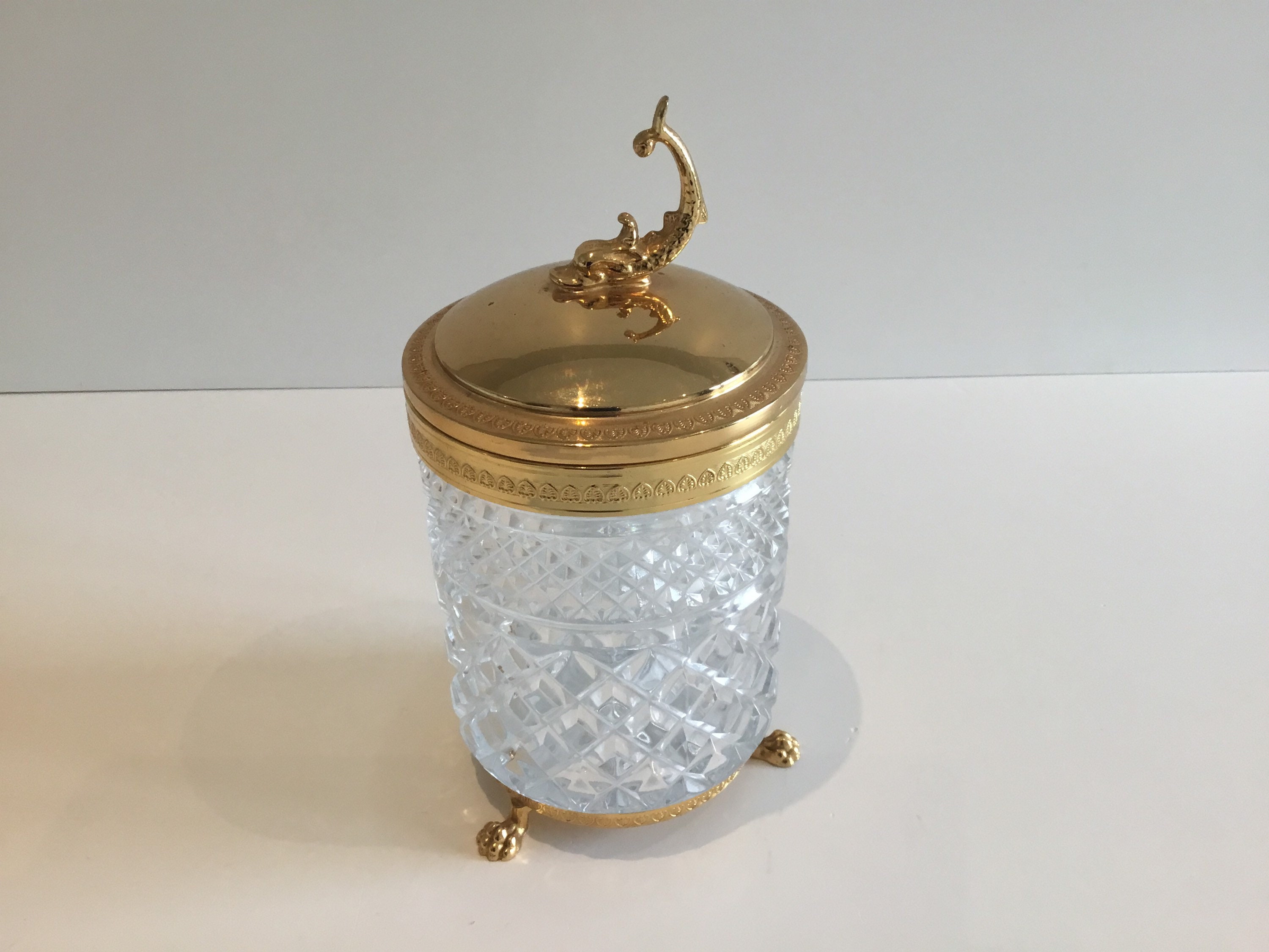 Vintage Container | 1950s Italian Crystal Box with Gold Plate Metal — photo 3 of 8