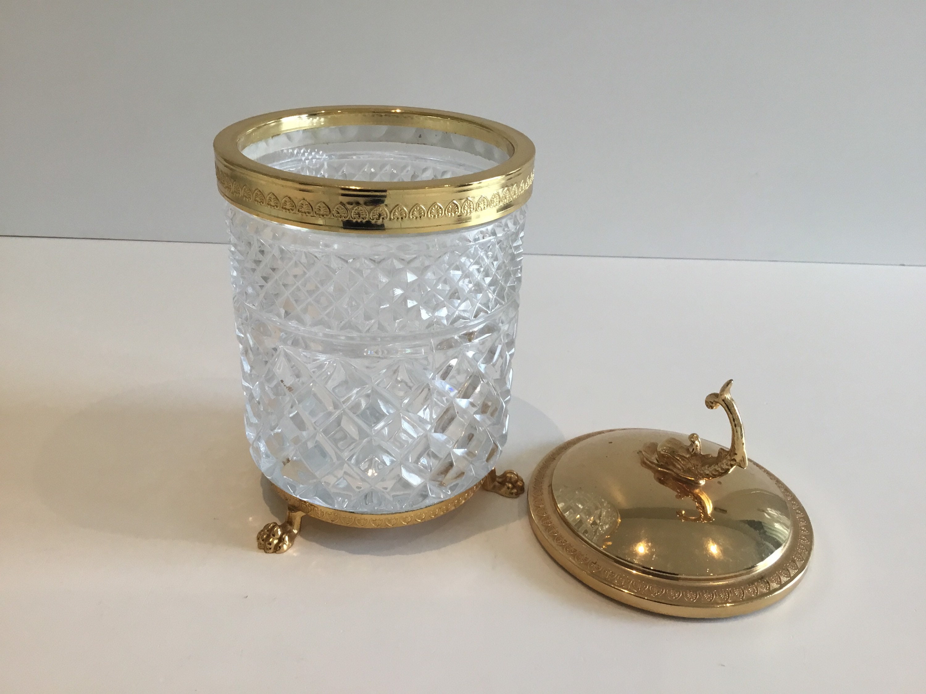 Vintage Container | 1950s Italian Crystal Box with Gold Plate Metal — photo 4 of 8