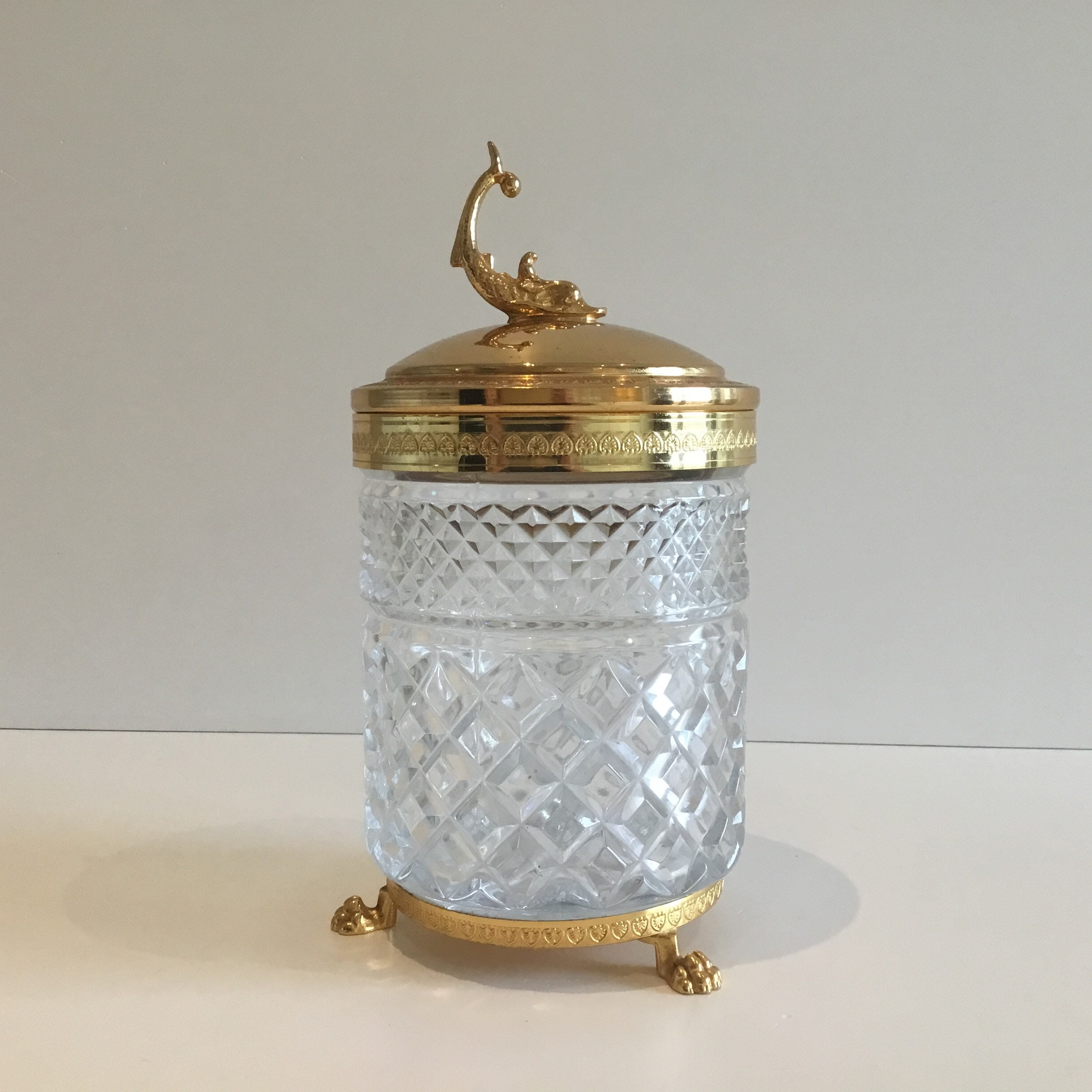 Vintage Container | 1950s Italian Crystal Box with Gold Plate Metal — photo 5 of 8