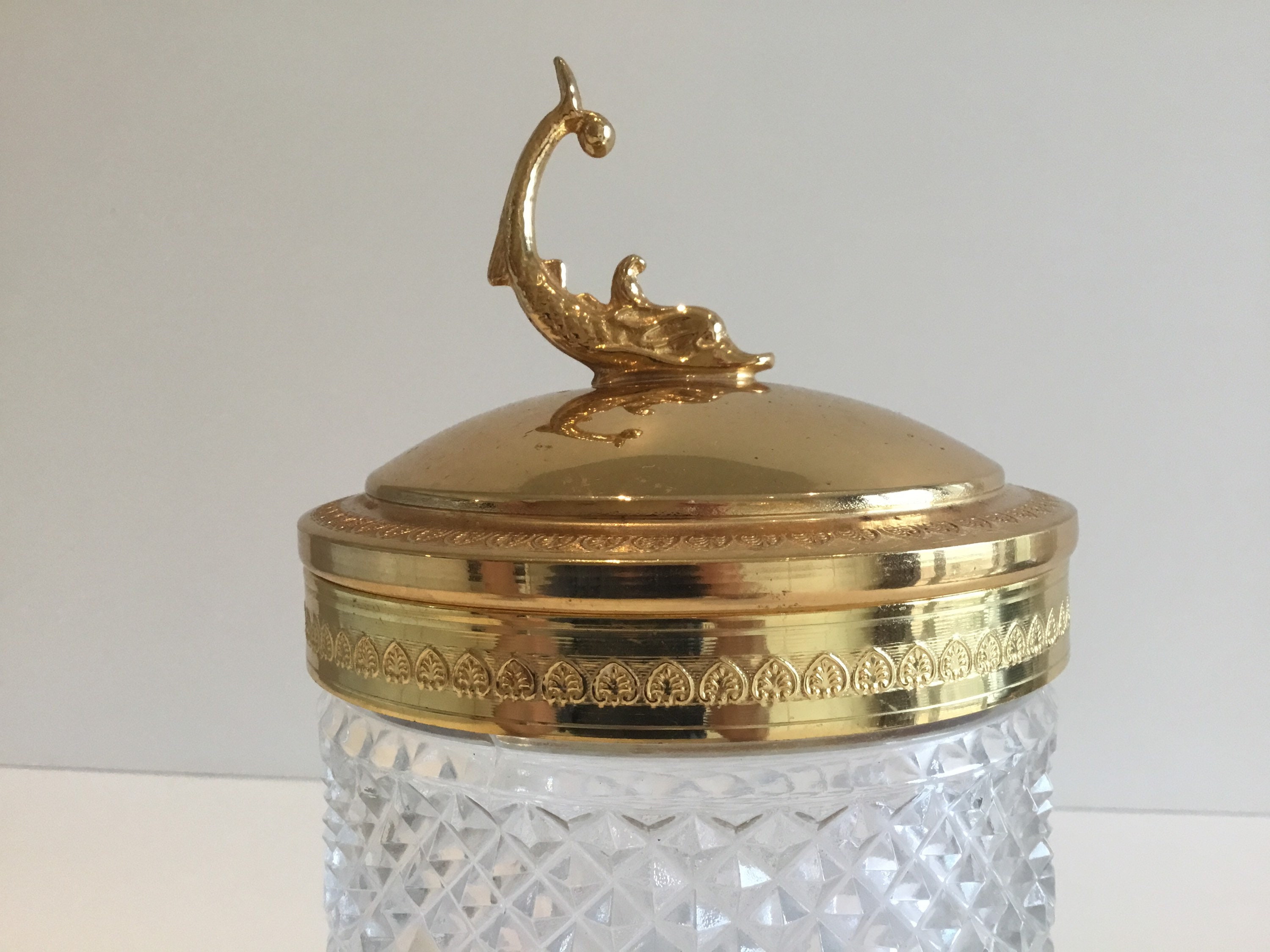 Vintage Container | 1950s Italian Crystal Box with Gold Plate Metal — photo 6 of 8