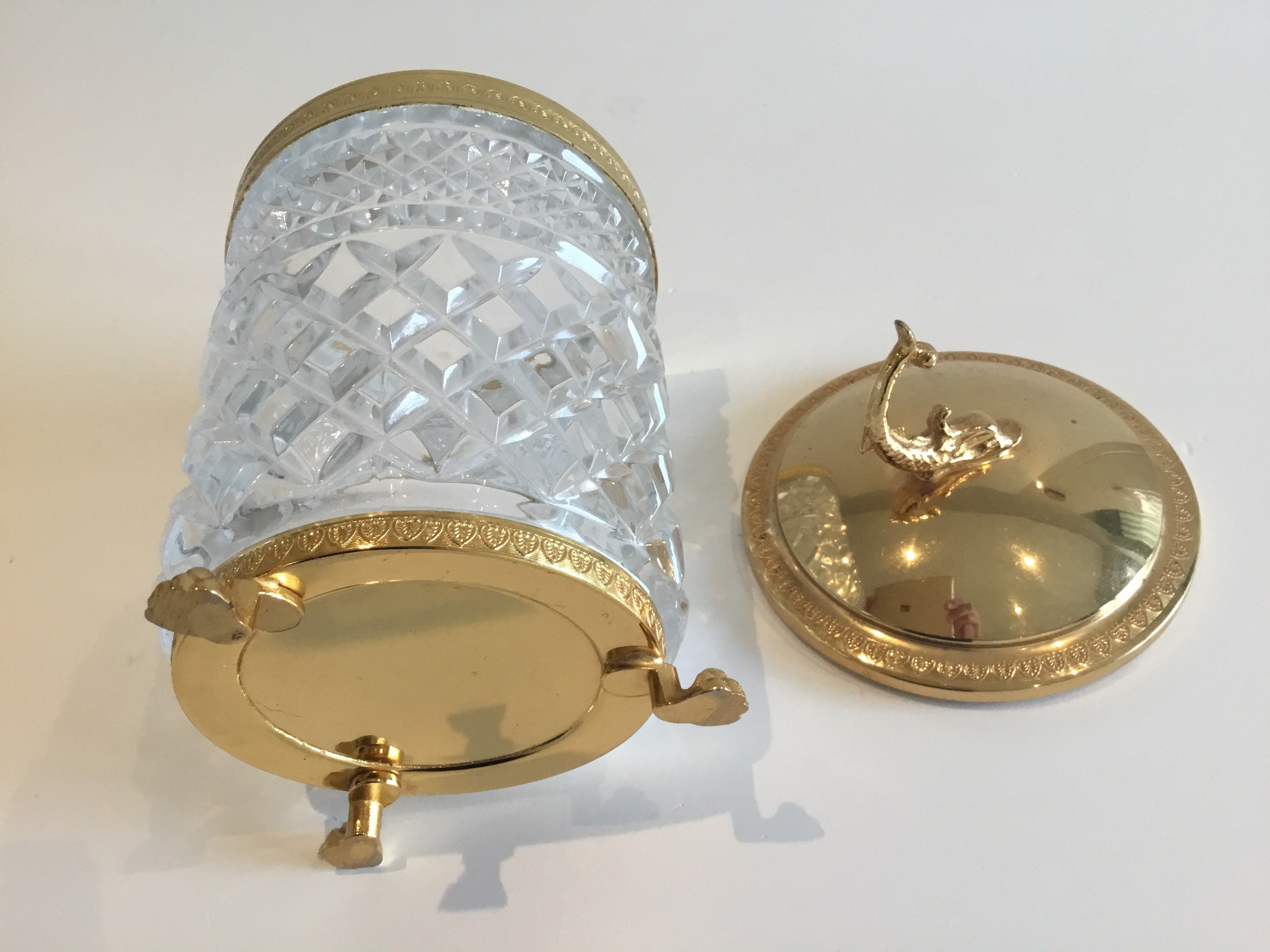Vintage Container | 1950s Italian Crystal Box with Gold Plate Metal — photo 8 of 8
