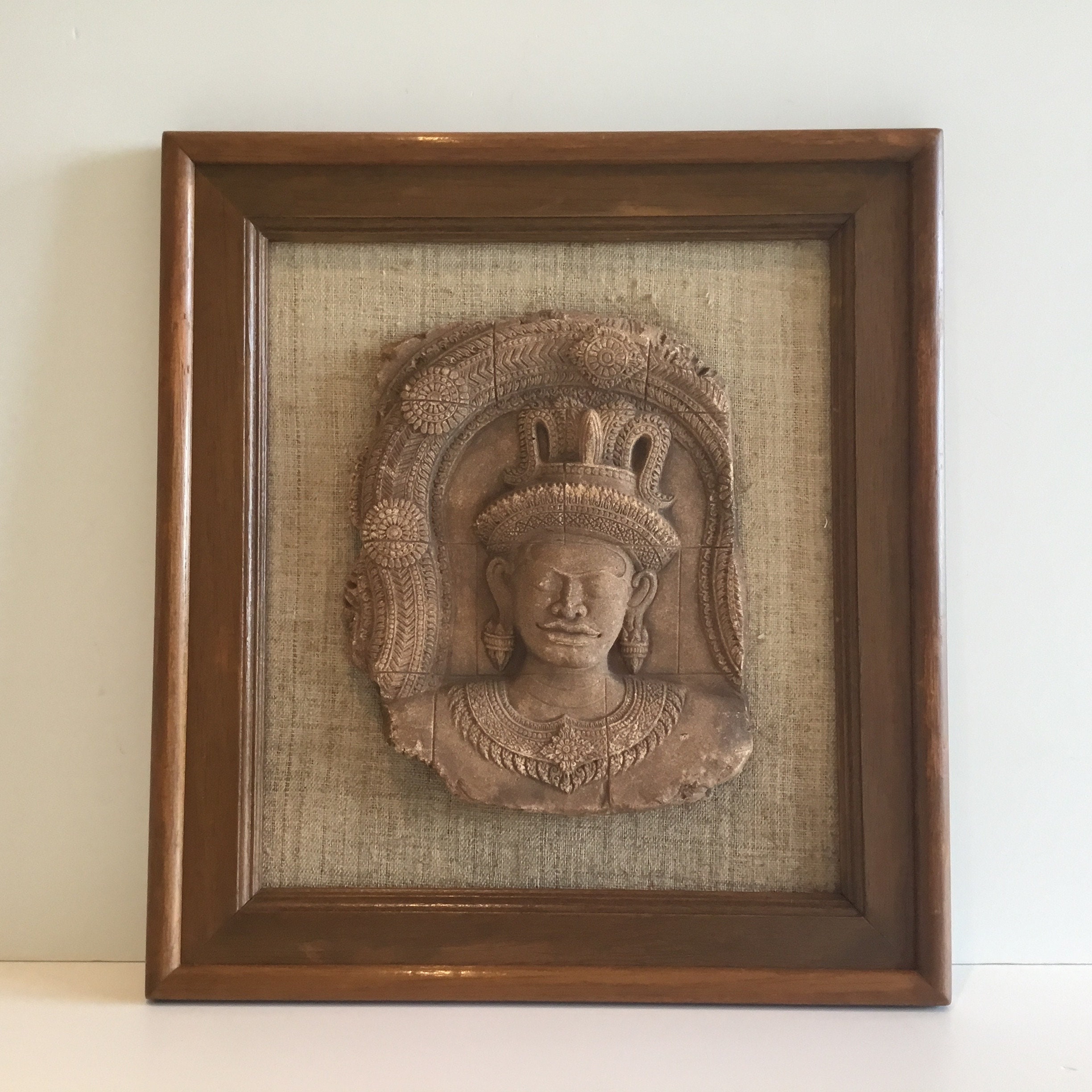 Vintage Sculpture | Borobudur Buddhist Temple, Relief Stone Art, Indonesian Wall plaque — photo 2 of 5