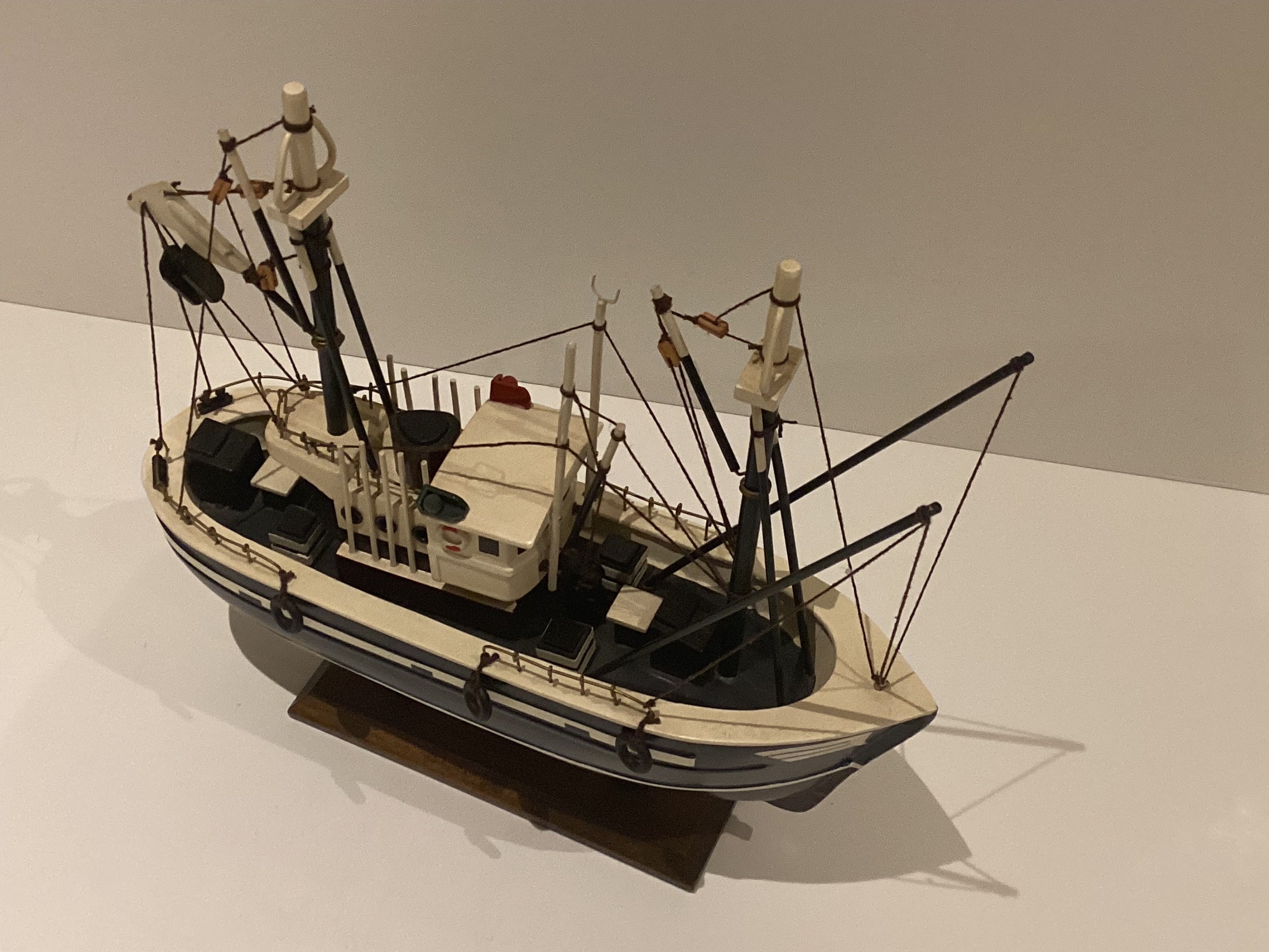 Vintage Wooden Boat | 1970s Handmade Fishing Ship Model, Collectible Nautical Decor — photo 4 of 9